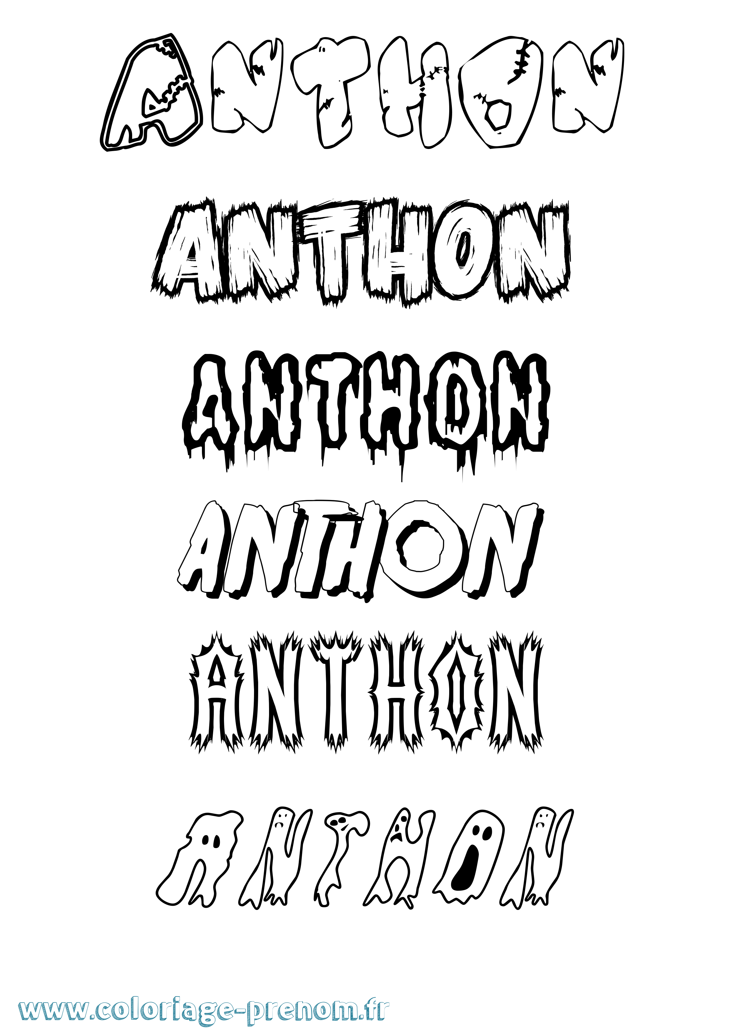 Coloriage Anthon Frisson Coloriage prénom Anthon Frisson