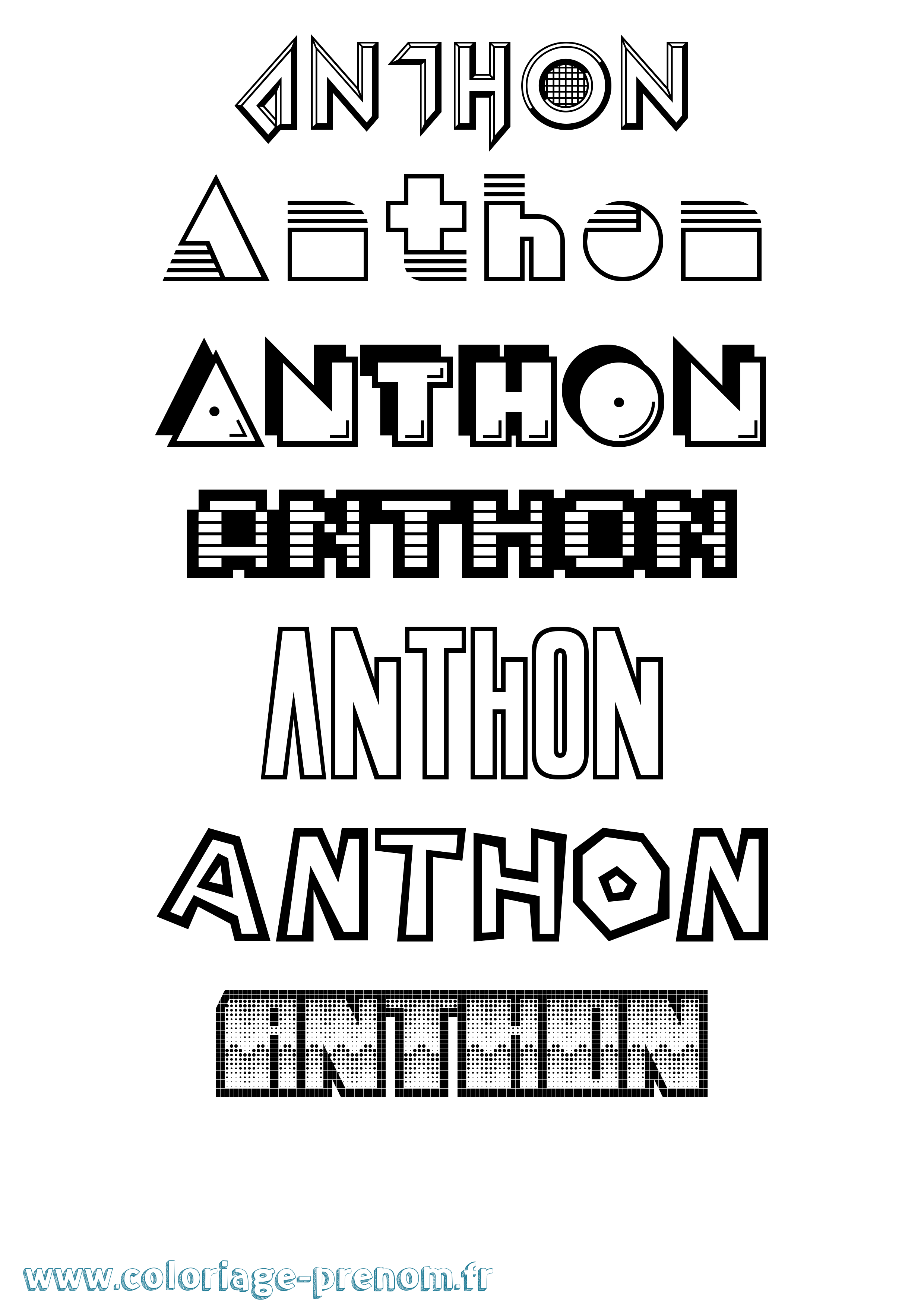 Coloriage Anthon Jeux Vidéos Coloriage prénom Anthon Jeux Vidéos