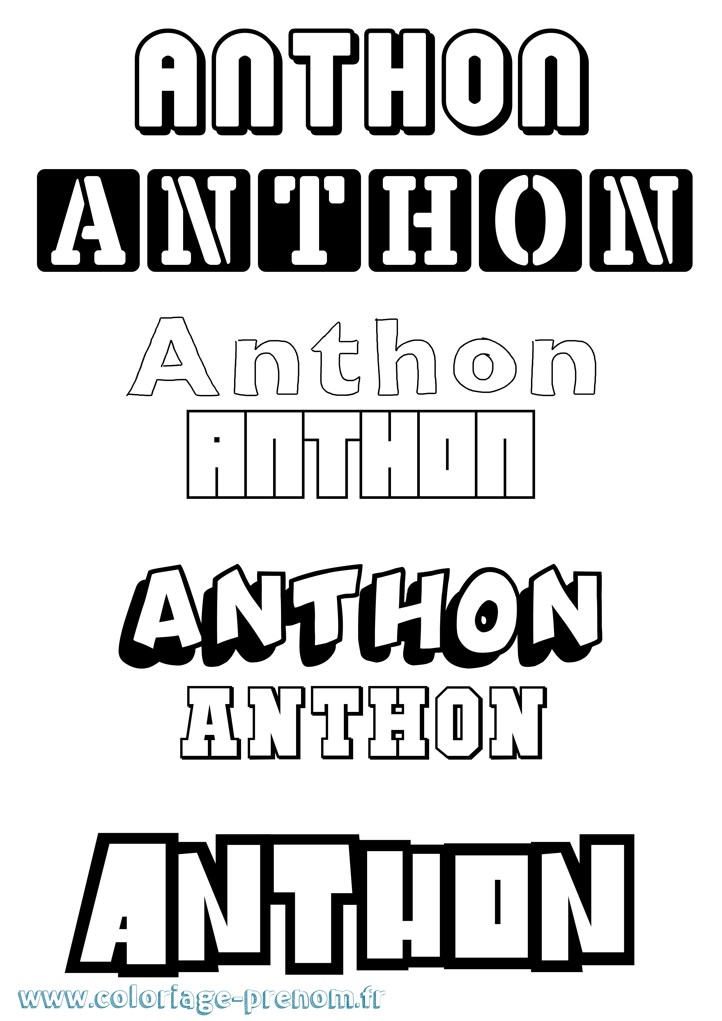 Coloriage Anthon Simple Coloriage prénom Anthon Simple