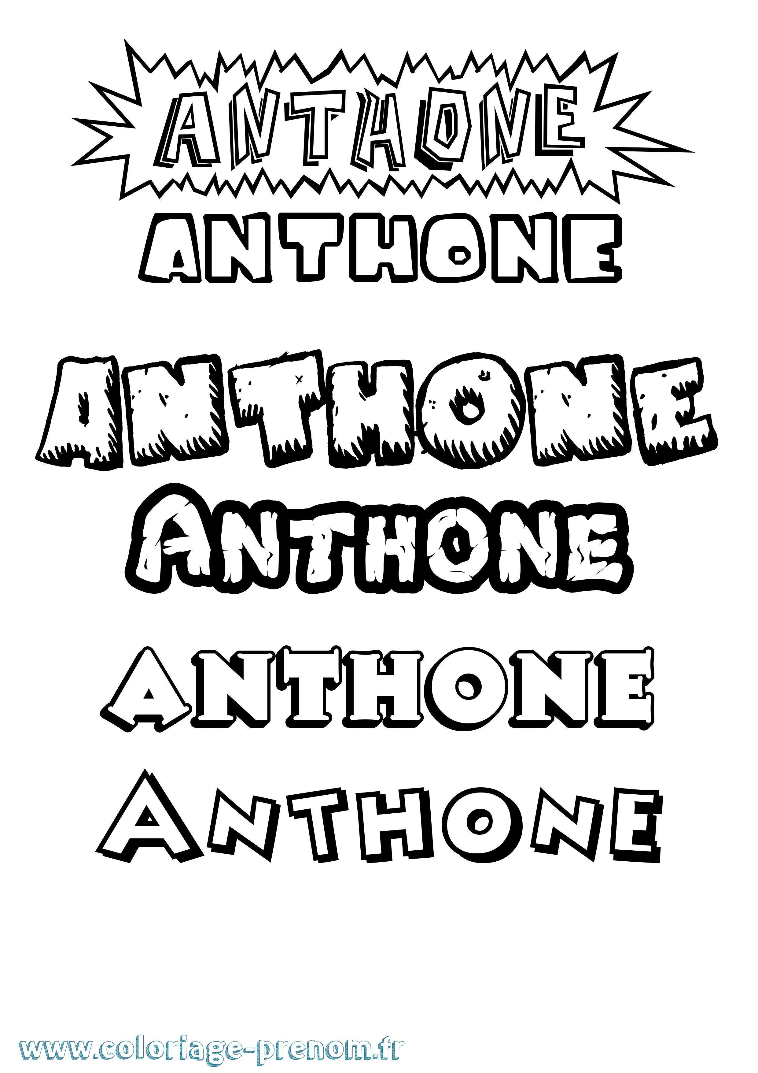 Coloriage prénom Anthone Dessin Animé