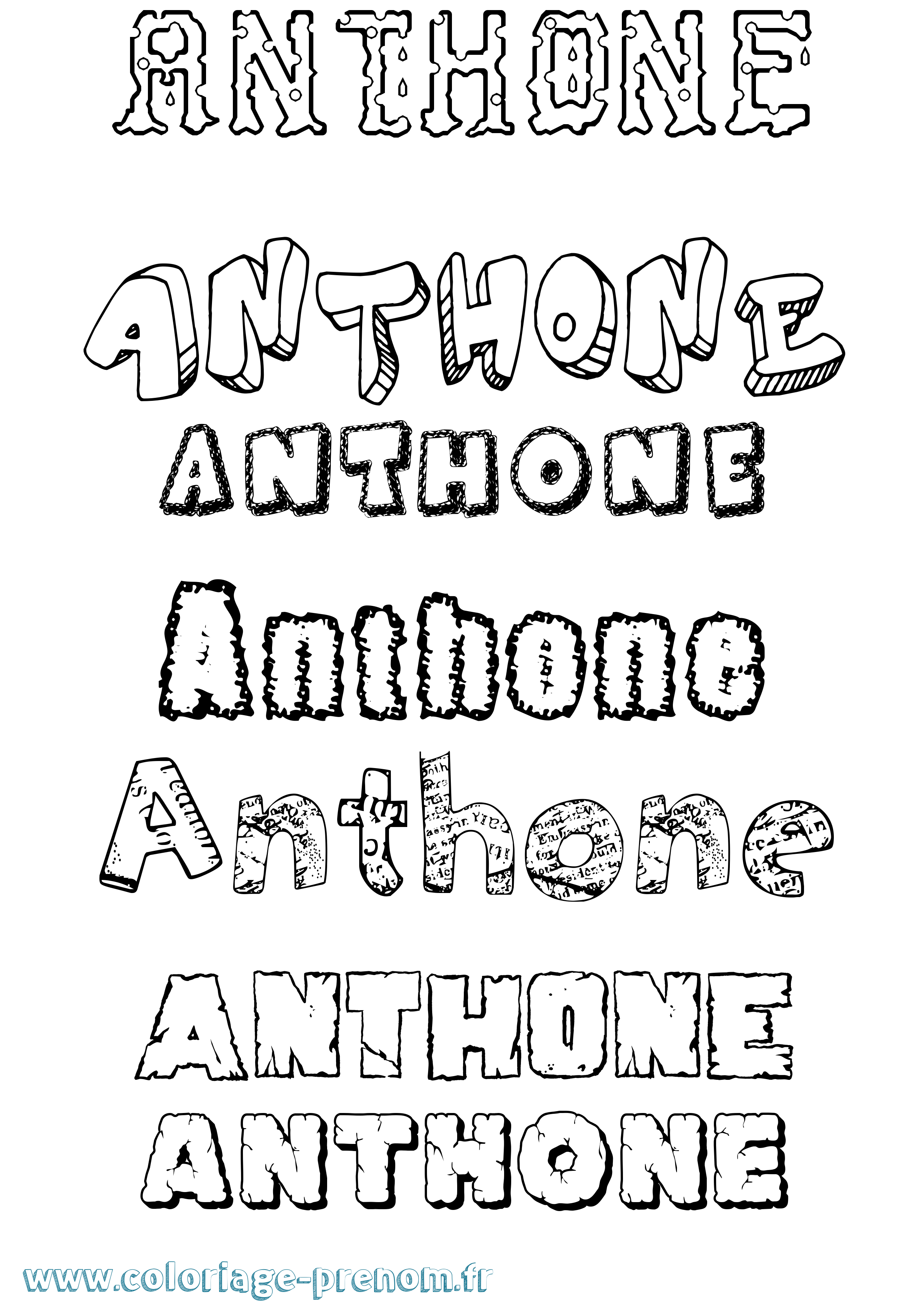 Coloriage prénom Anthone Destructuré