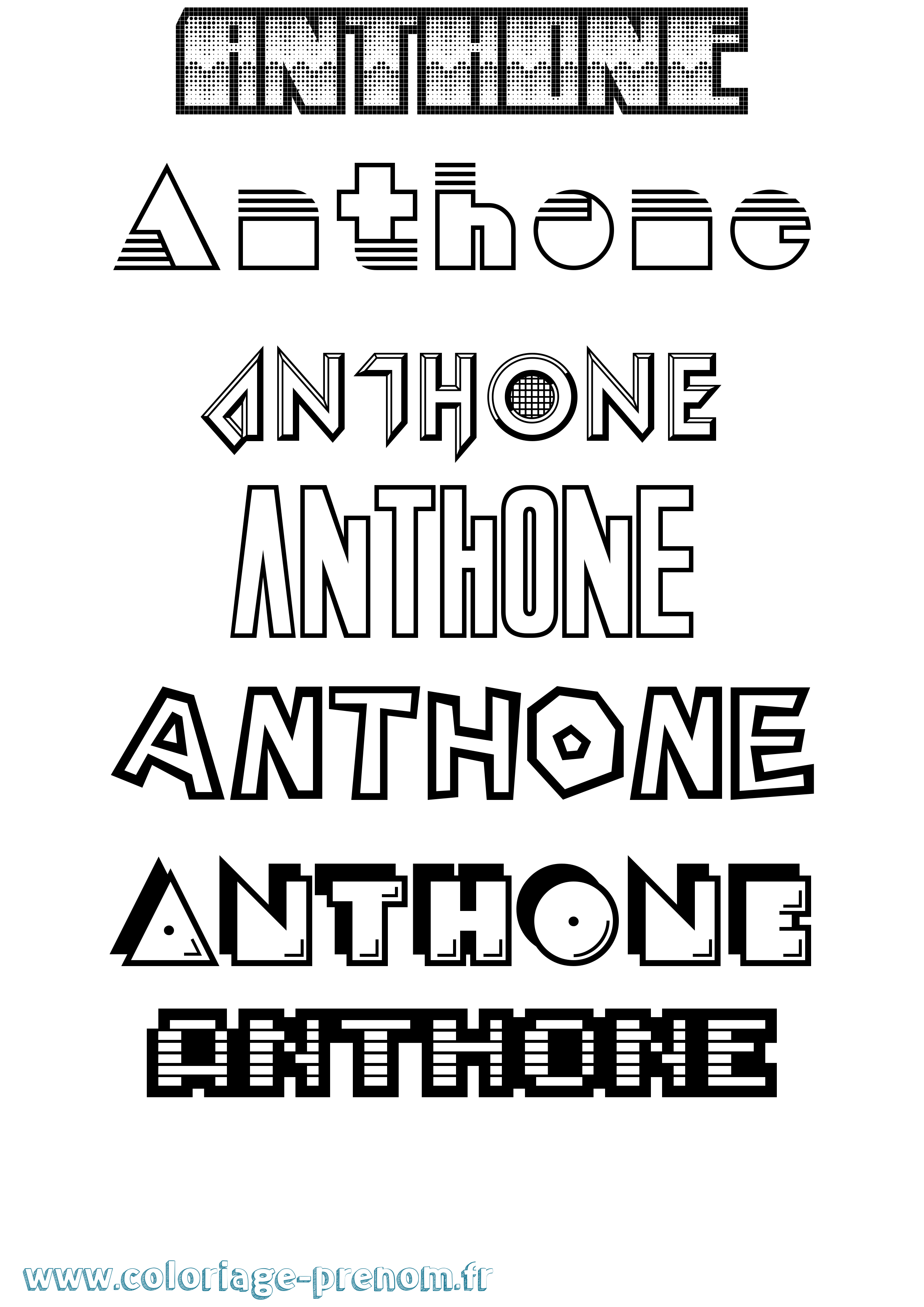 Coloriage prénom Anthone Jeux Vidéos