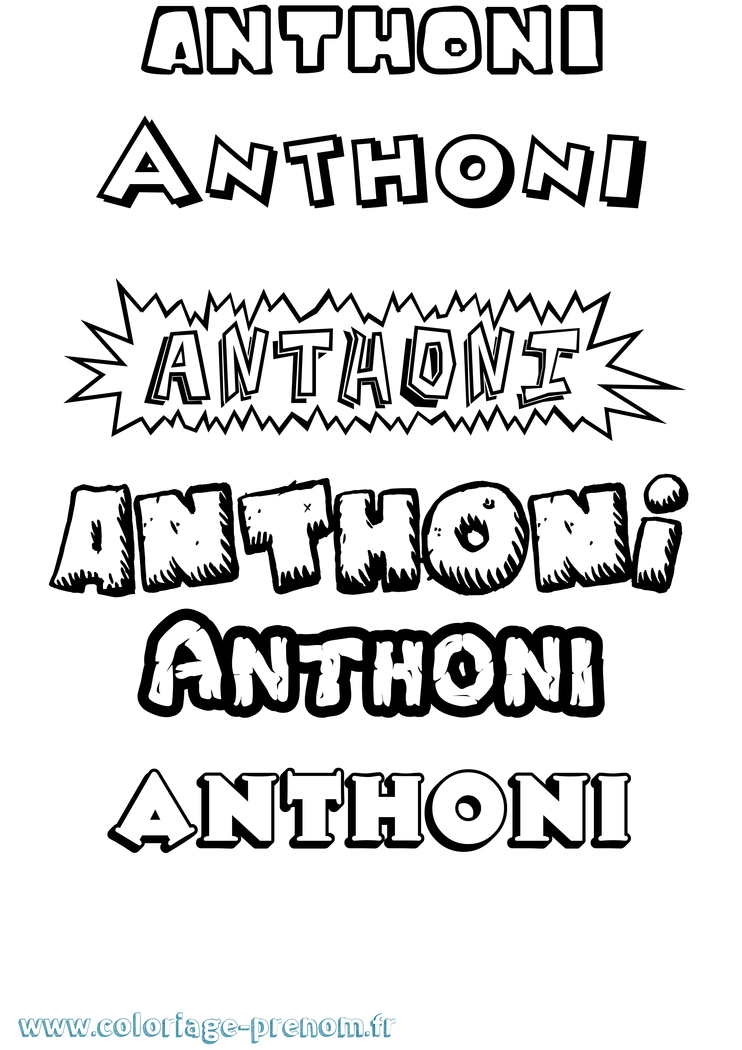 Coloriage prénom Anthoni Dessin Animé
