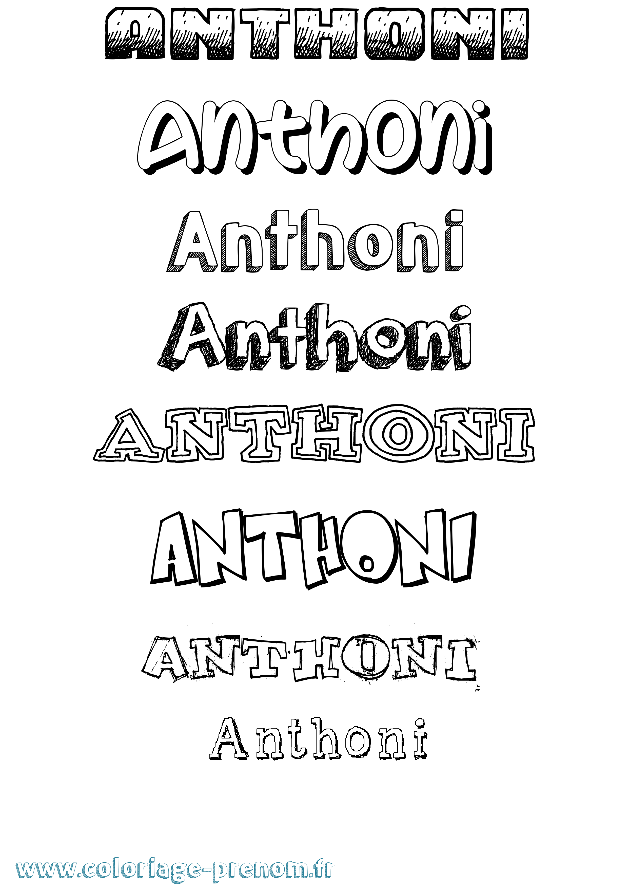 Coloriage prénom Anthoni Dessiné