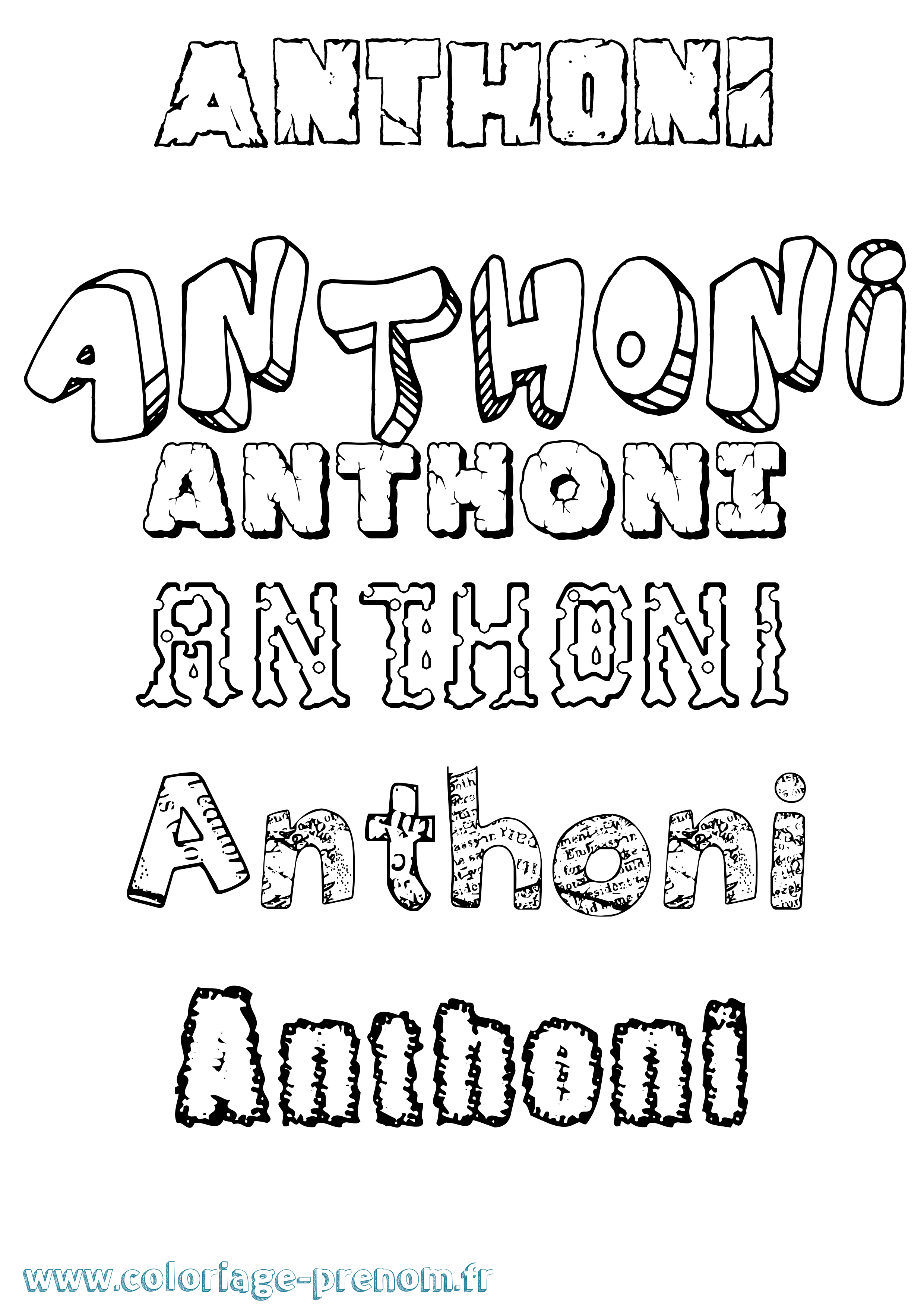 Coloriage prénom Anthoni Destructuré