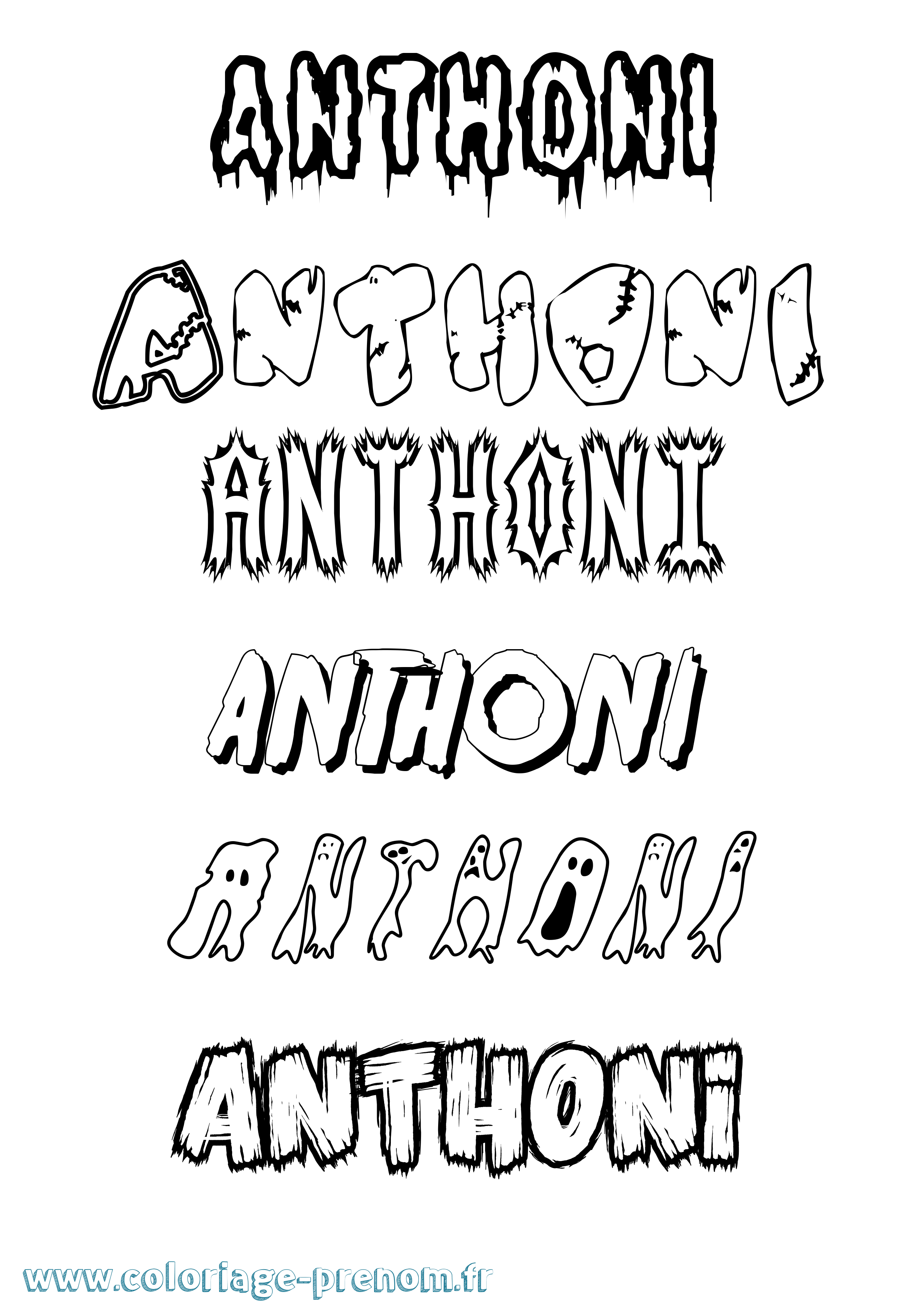 Coloriage prénom Anthoni Frisson
