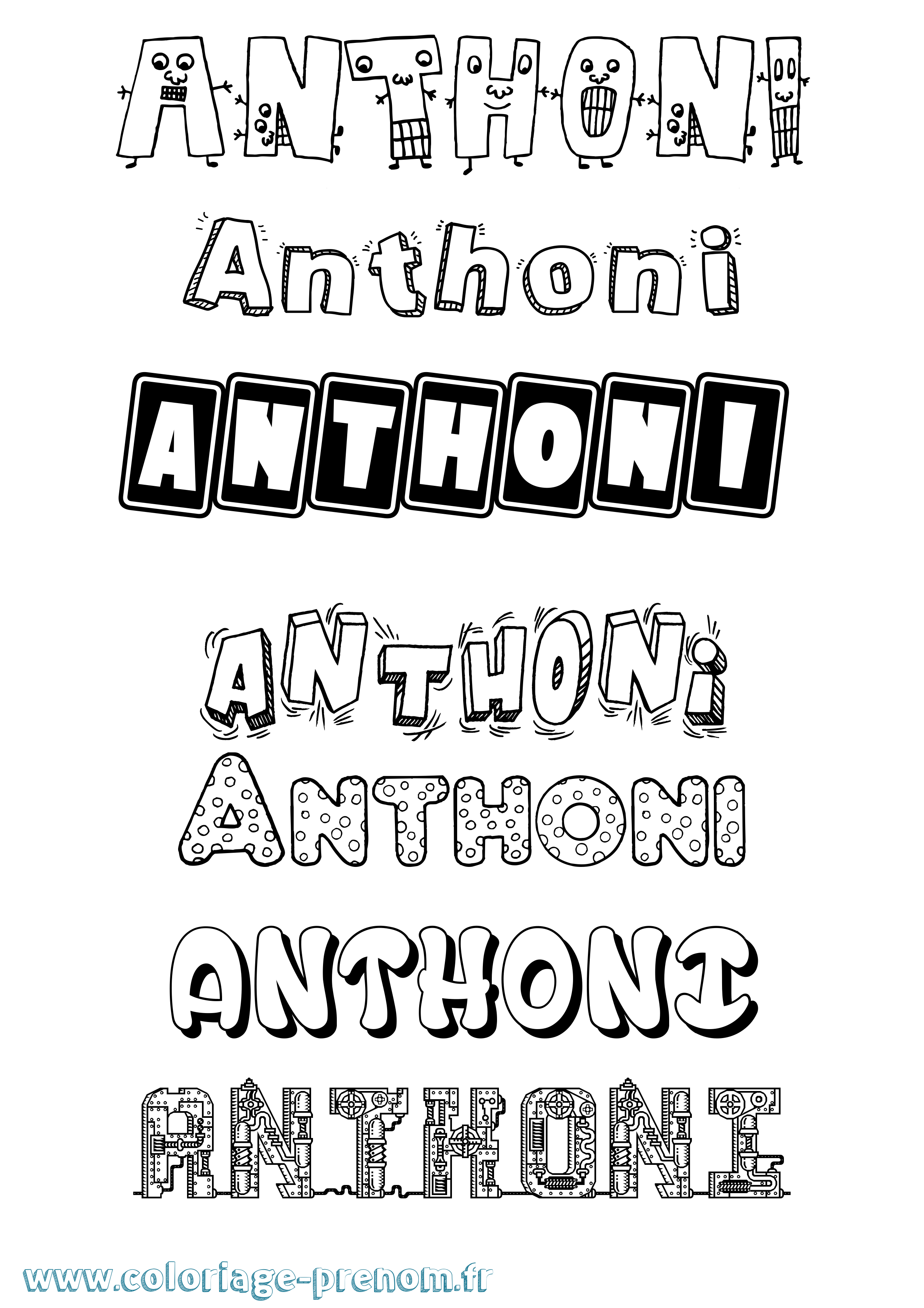Coloriage prénom Anthoni Fun