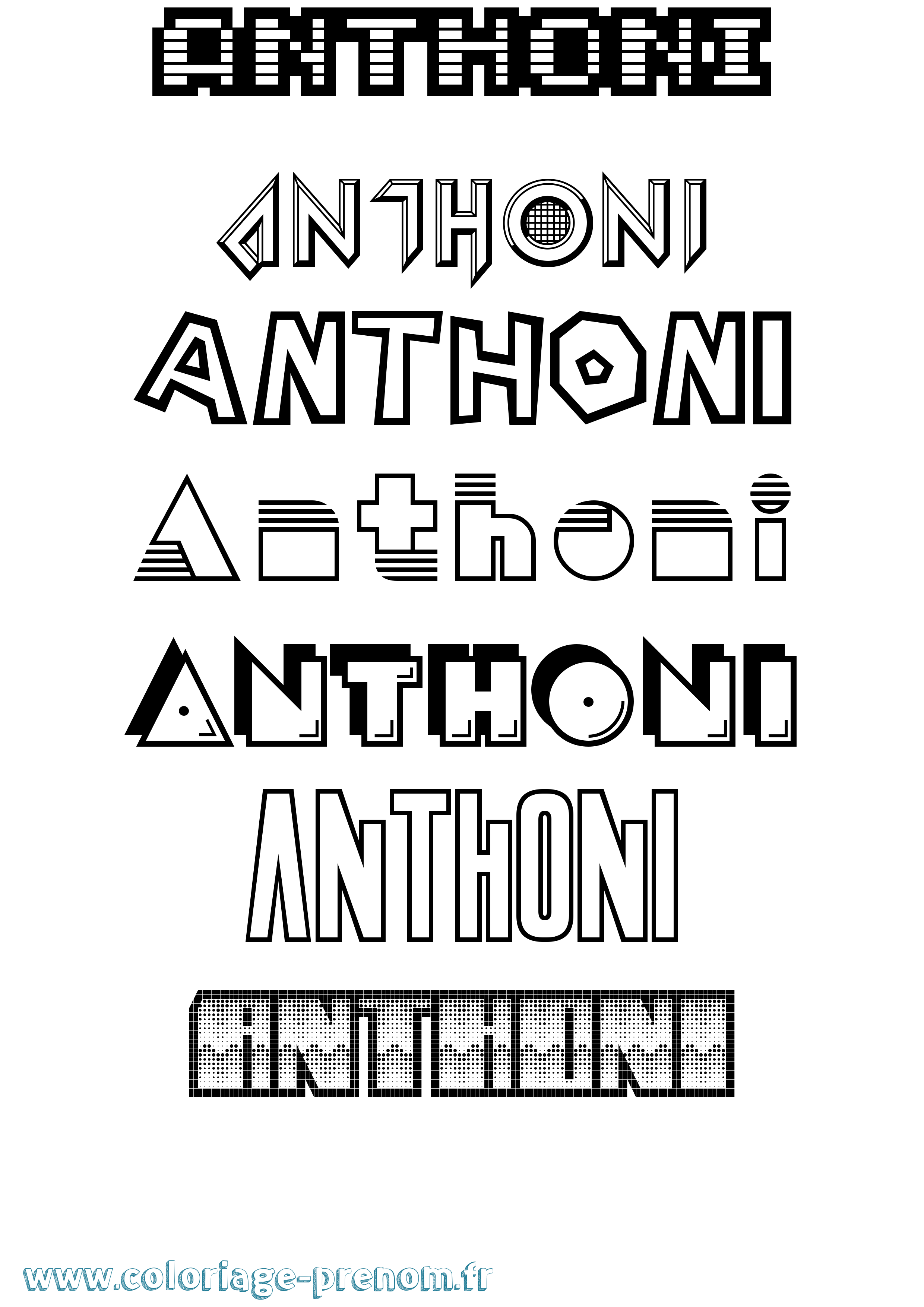 Coloriage prénom Anthoni Jeux Vidéos
