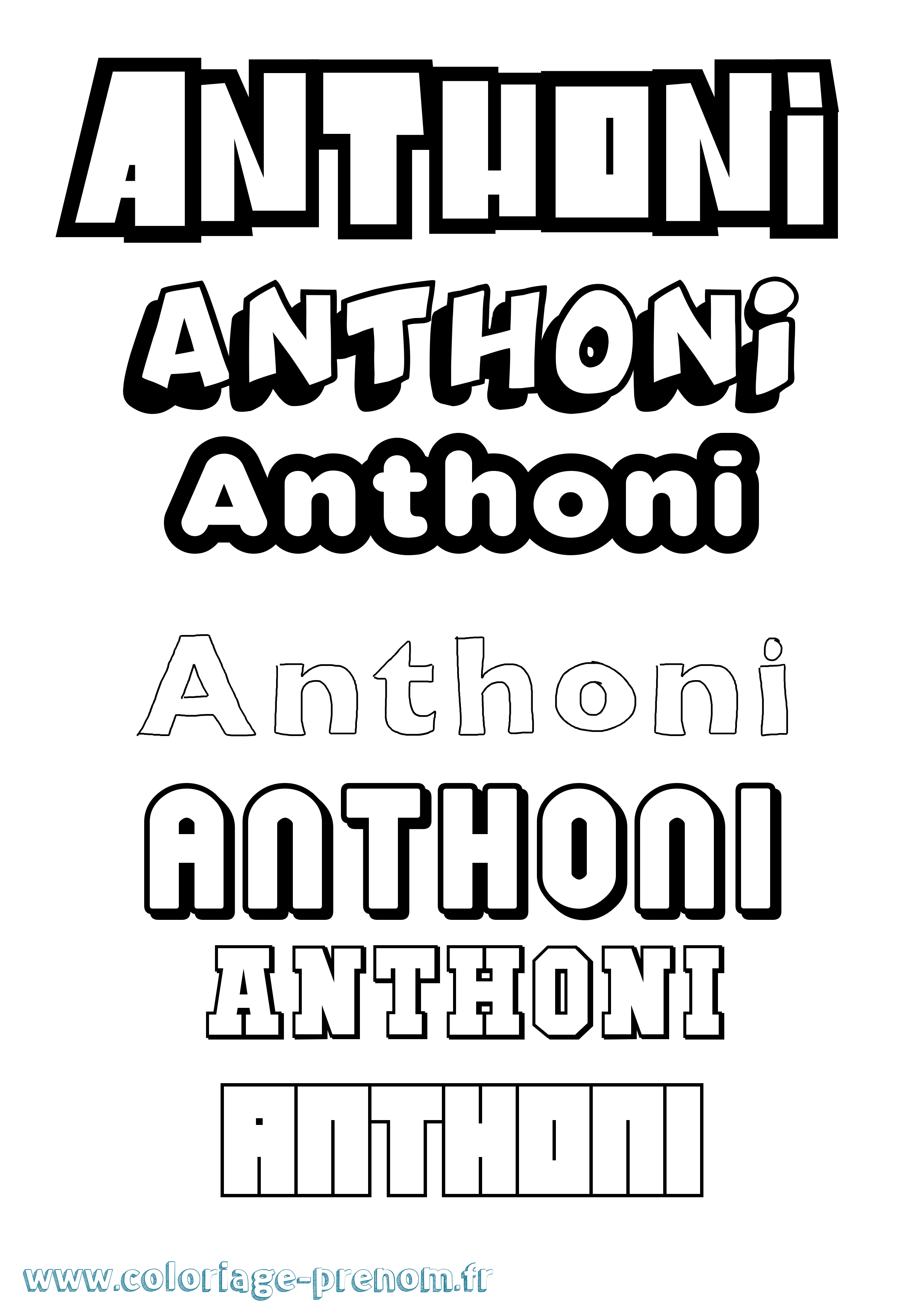 Coloriage prénom Anthoni Simple