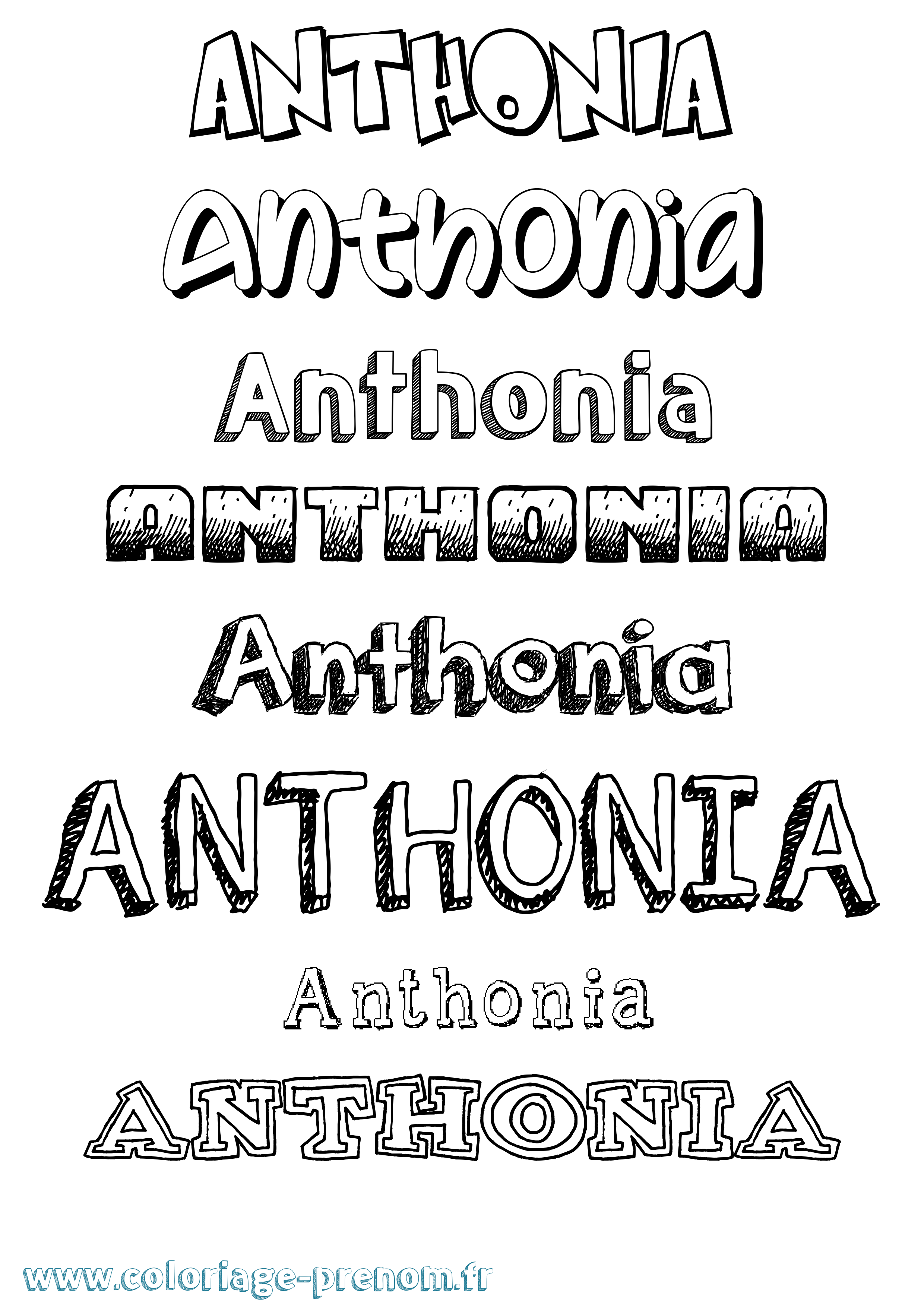 Coloriage prénom Anthonia Dessiné