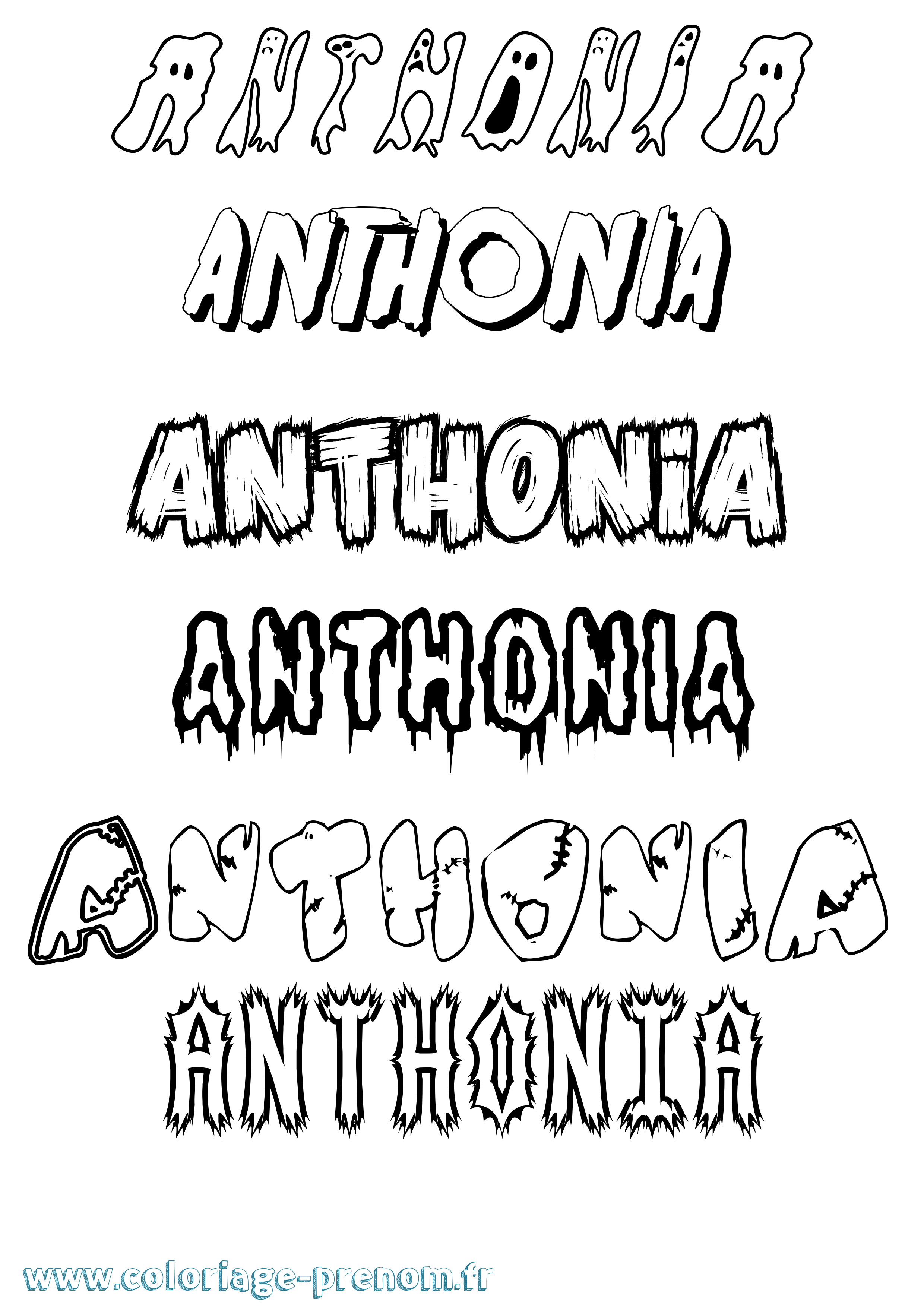 Coloriage prénom Anthonia Frisson