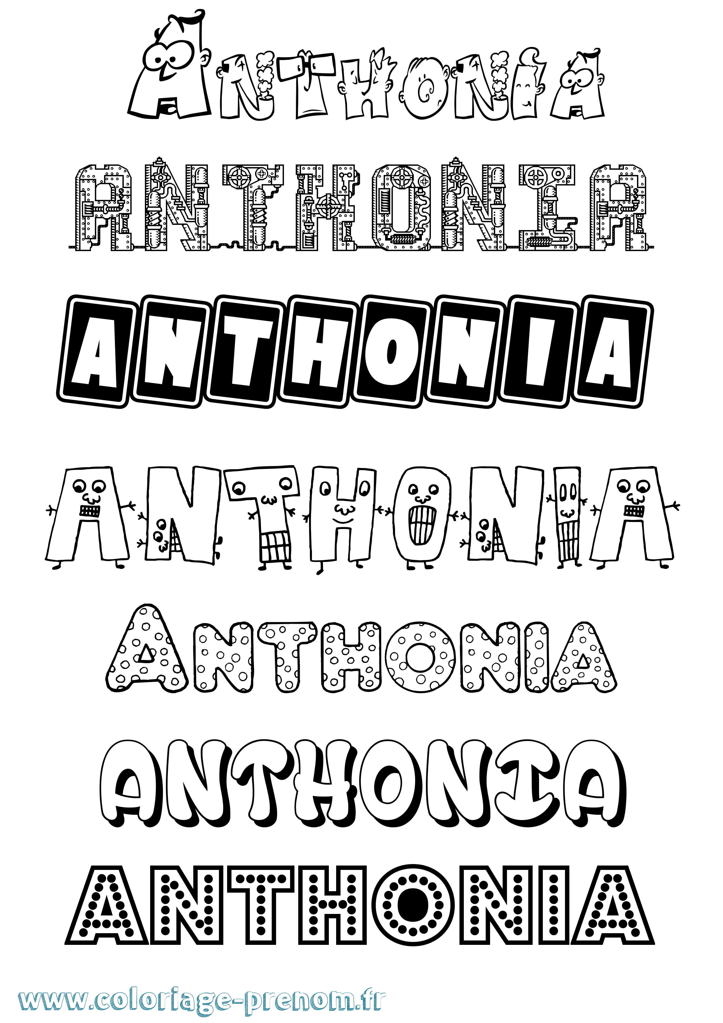 Coloriage prénom Anthonia Fun