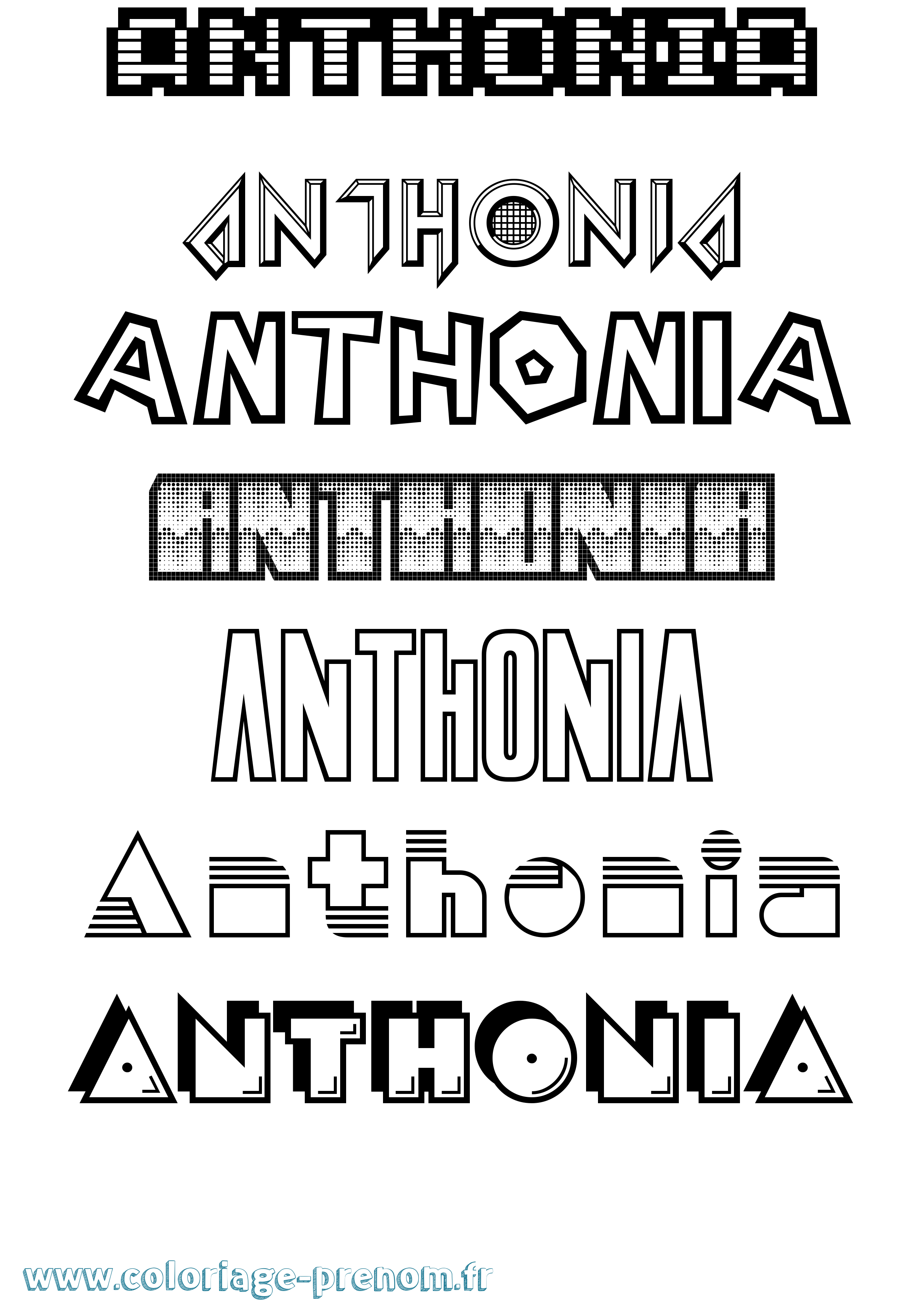 Coloriage prénom Anthonia Jeux Vidéos