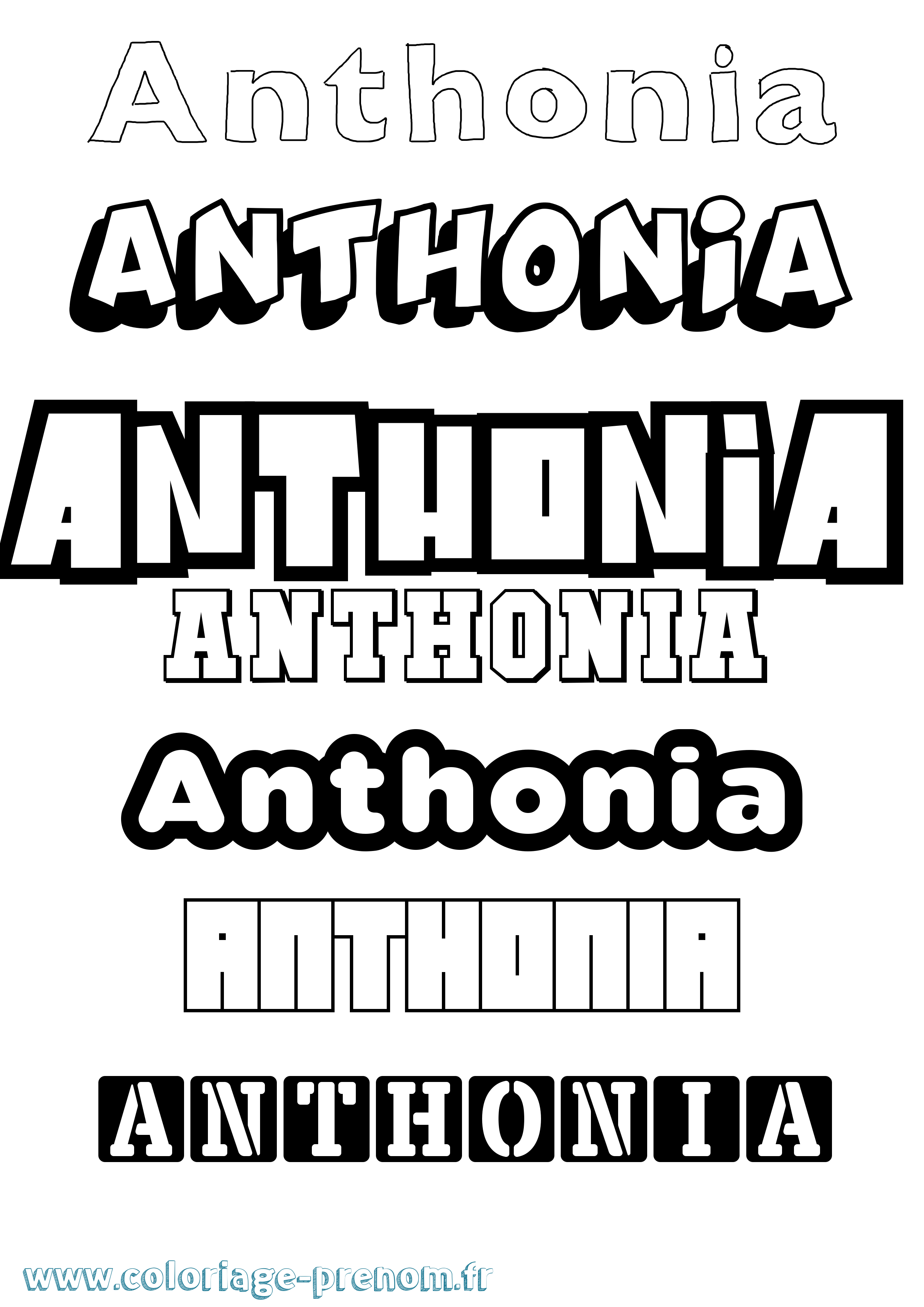 Coloriage prénom Anthonia Simple