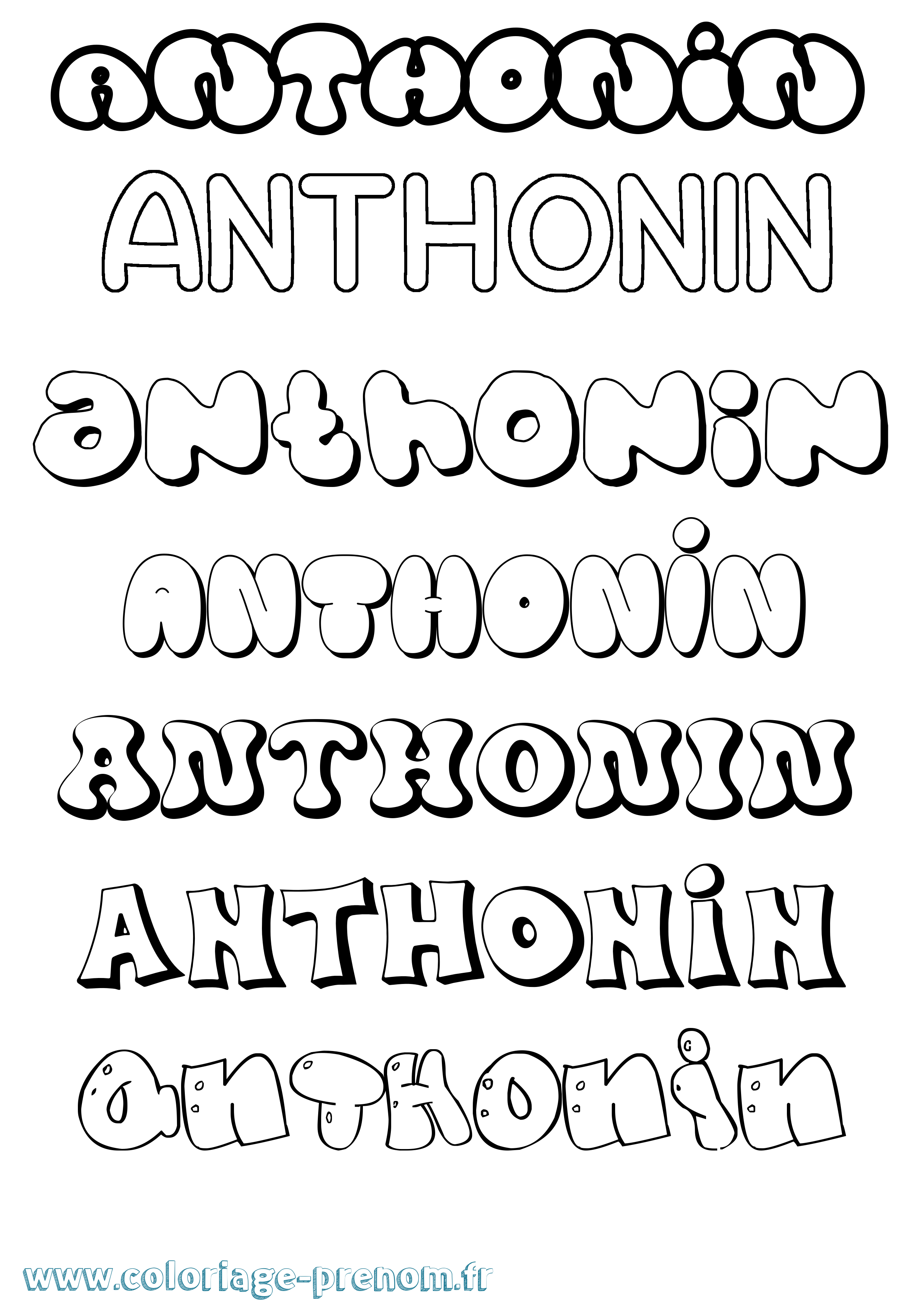 Coloriage prénom Anthonin Bubble