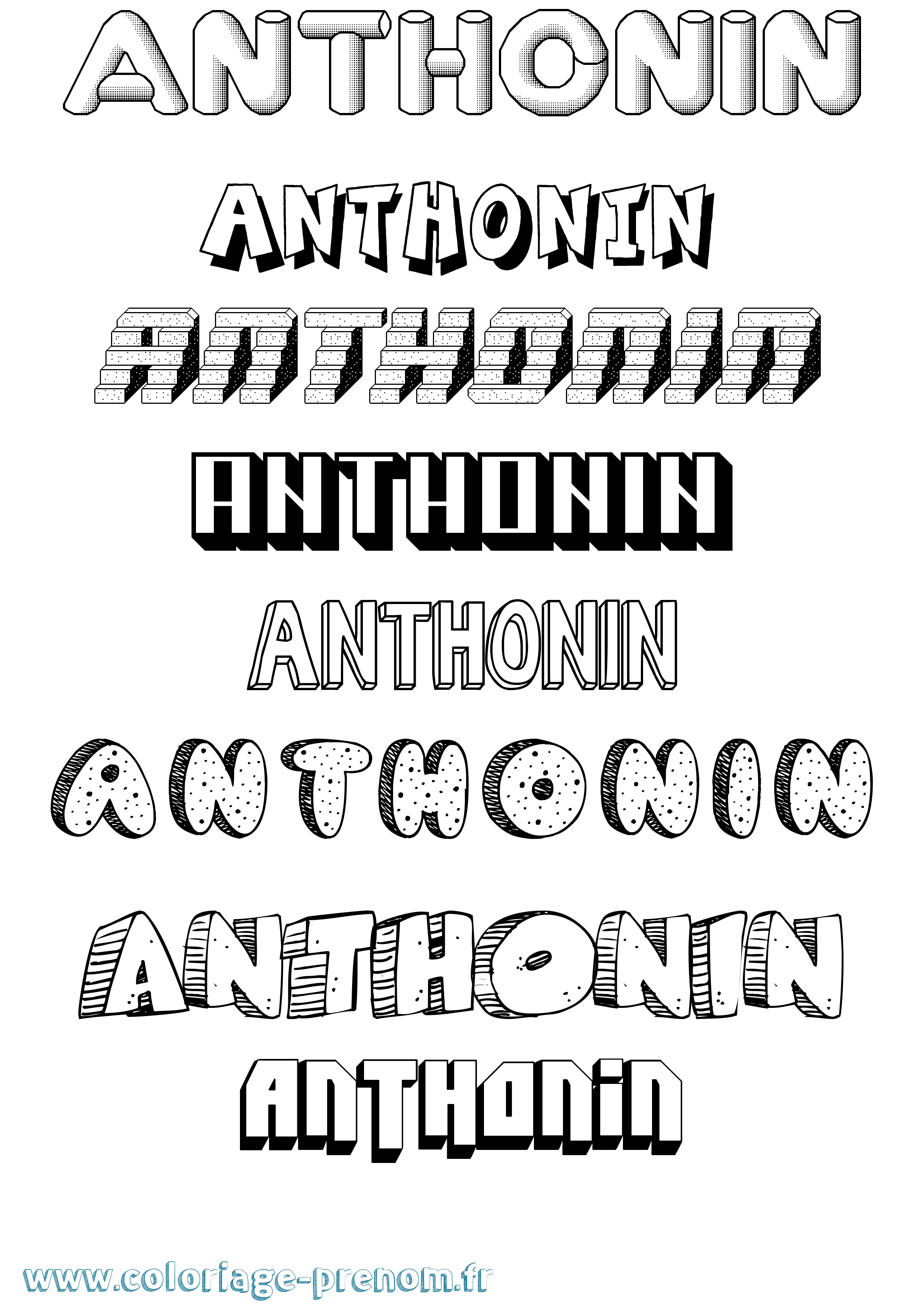 Coloriage prénom Anthonin Effet 3D