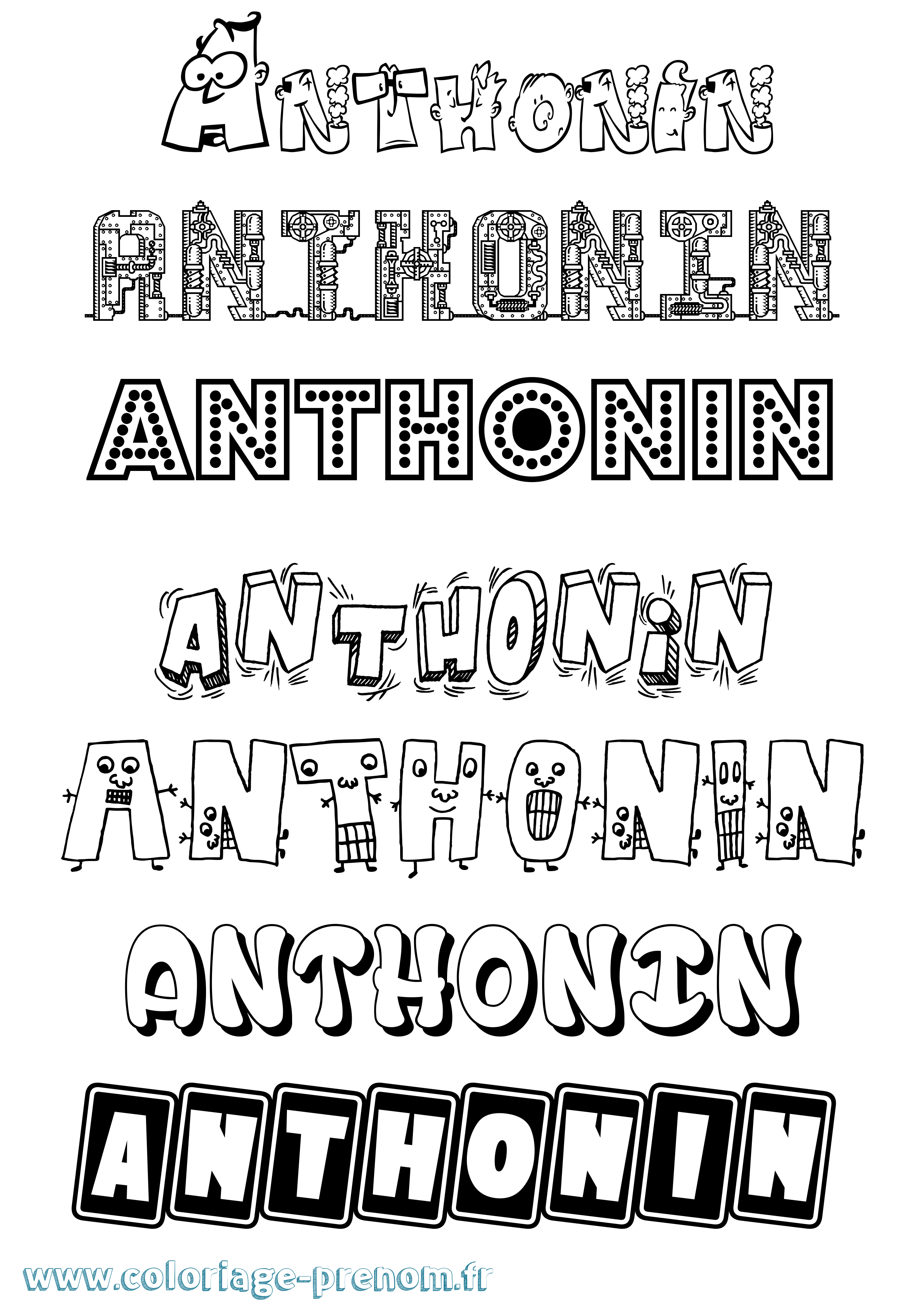 Coloriage prénom Anthonin Fun