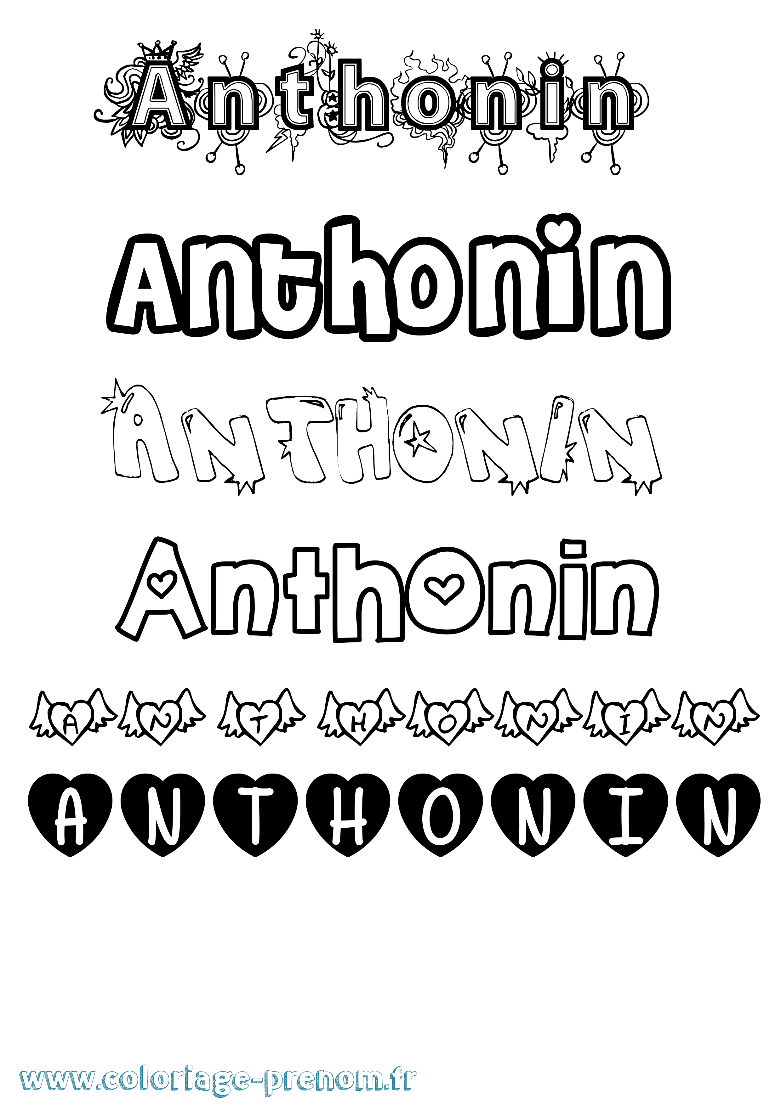 Coloriage prénom Anthonin Girly