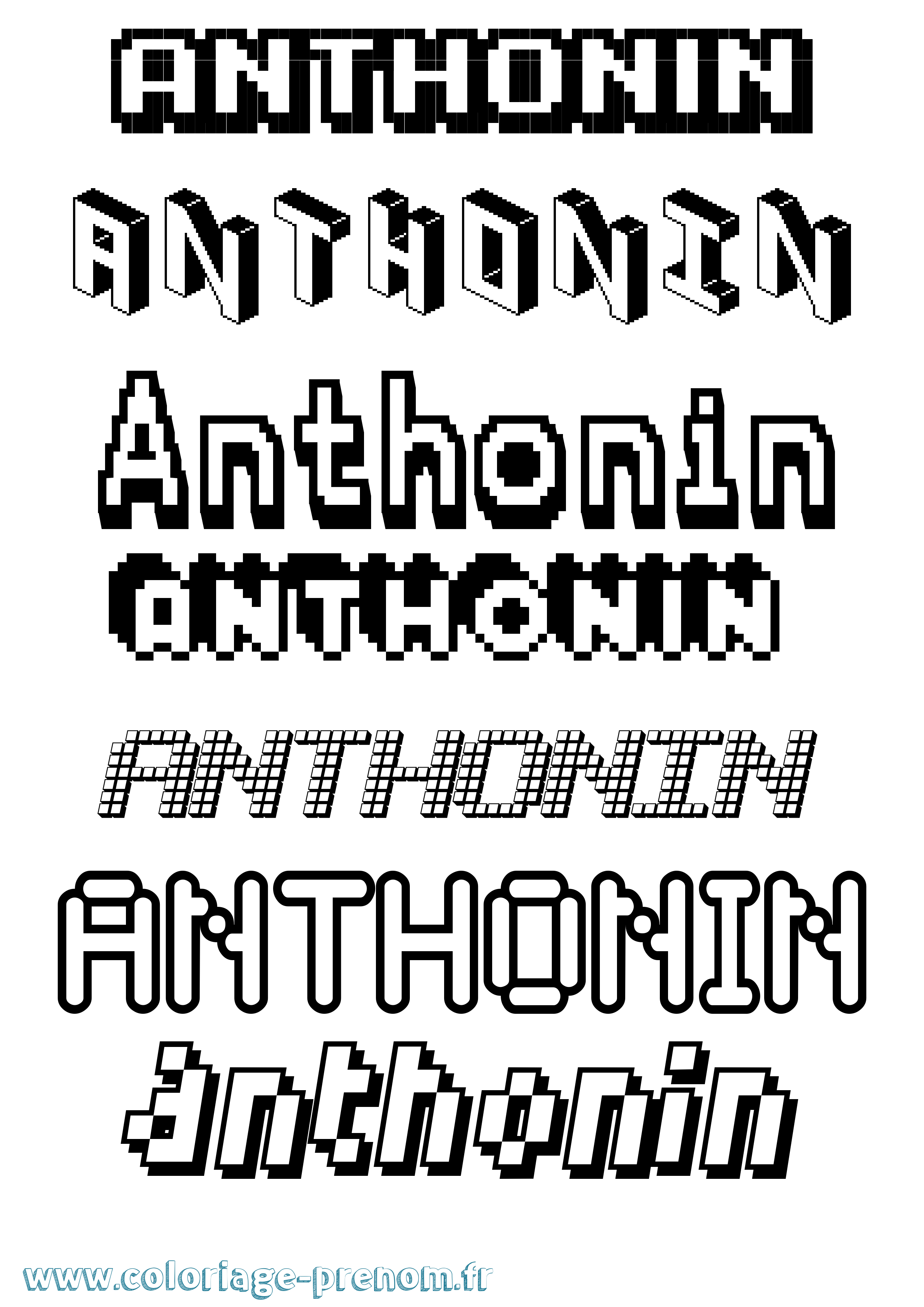 Coloriage prénom Anthonin Pixel