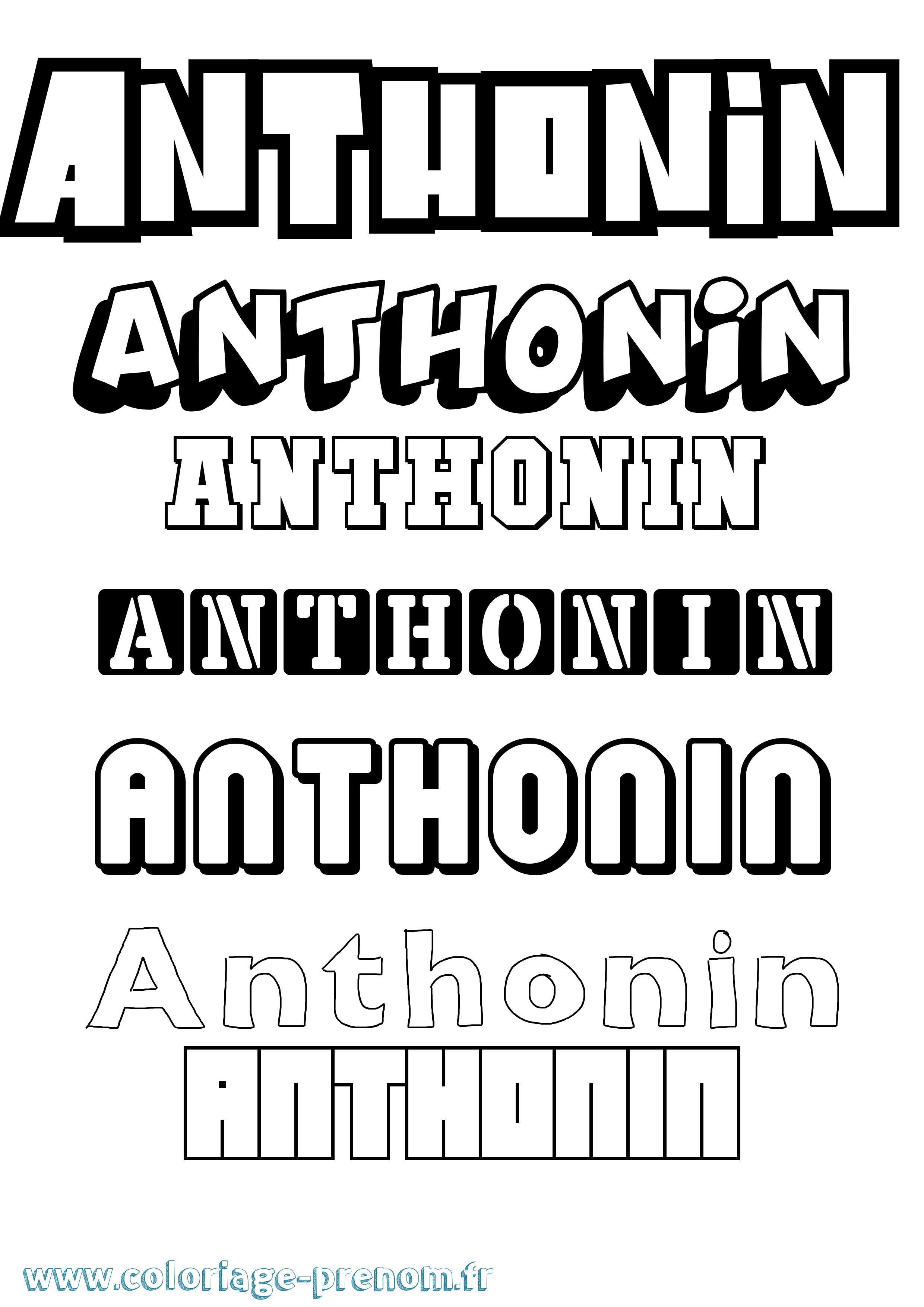 Coloriage prénom Anthonin Simple
