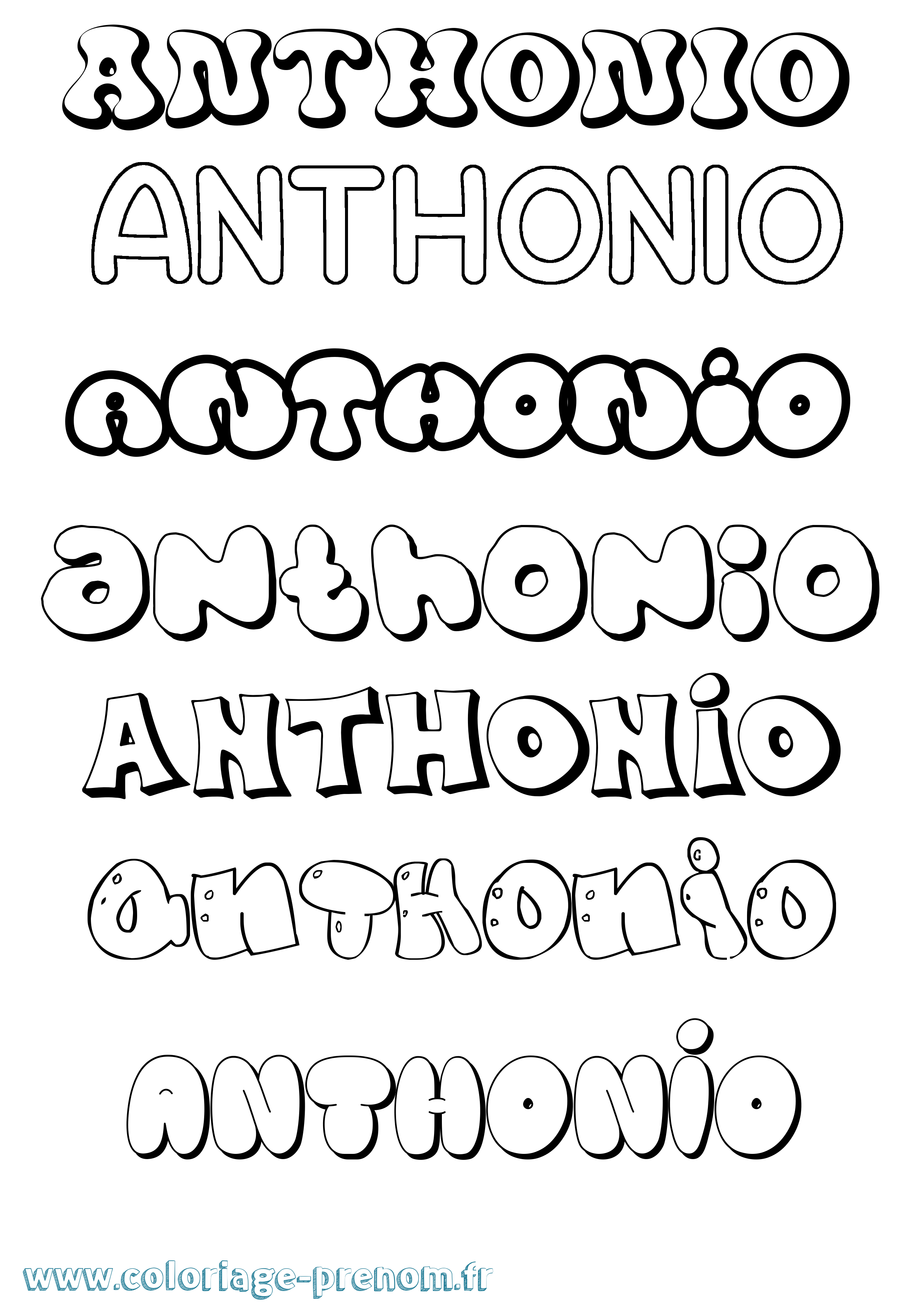 Coloriage prénom Anthonio Bubble