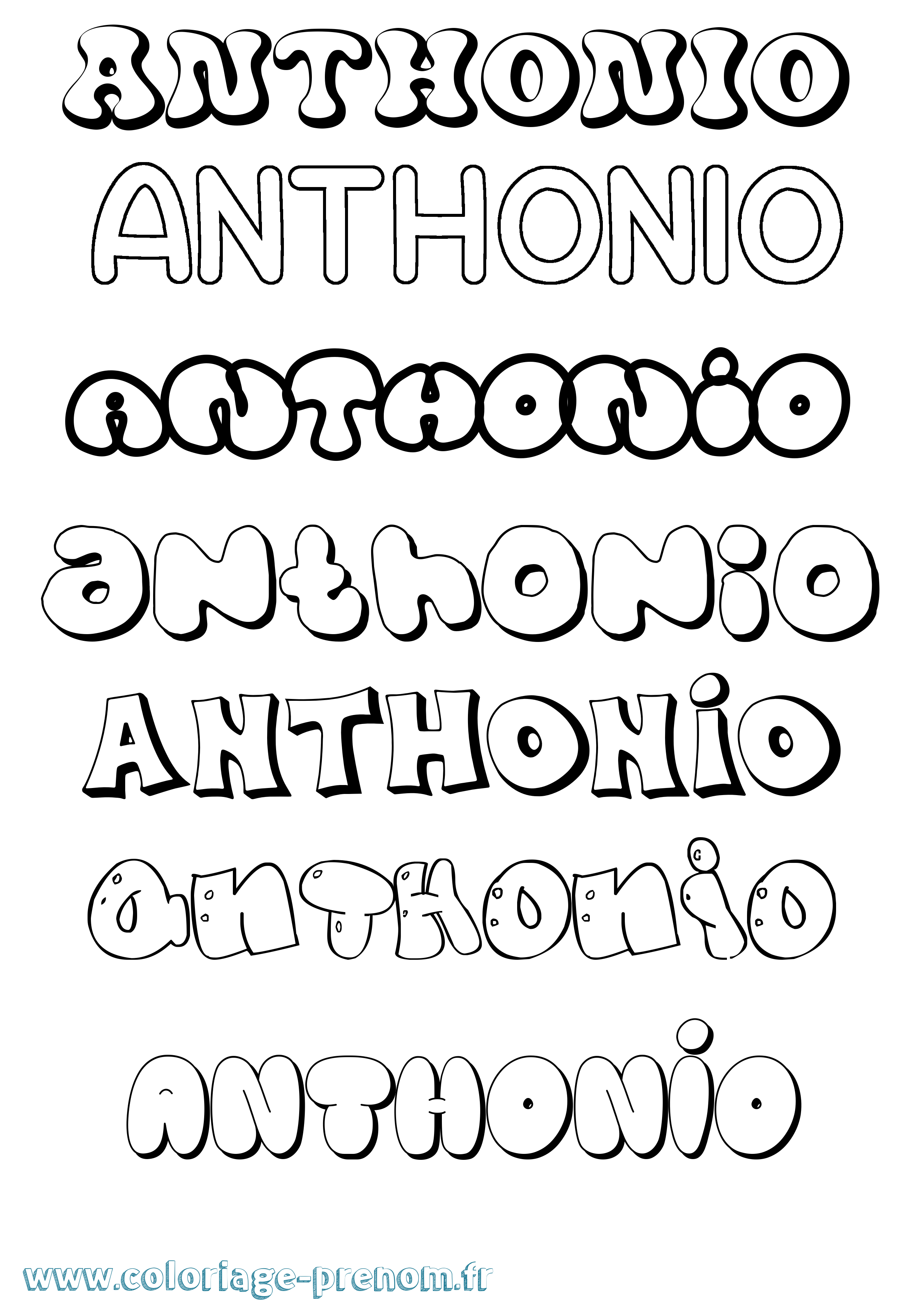 Coloriage Anthonio Bubble Coloriage prénom Anthonio Bubble