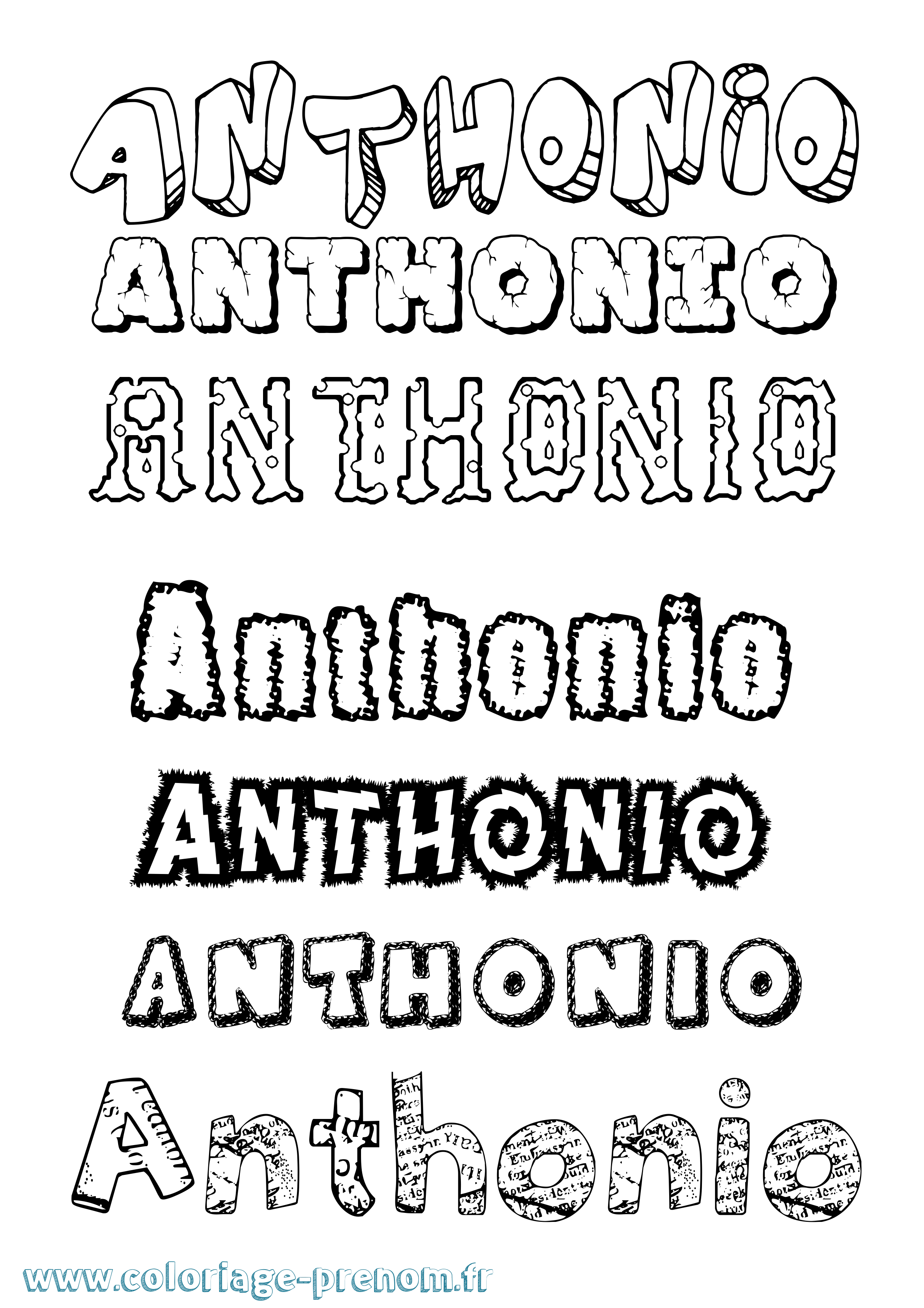 Coloriage prénom Anthonio Destructuré