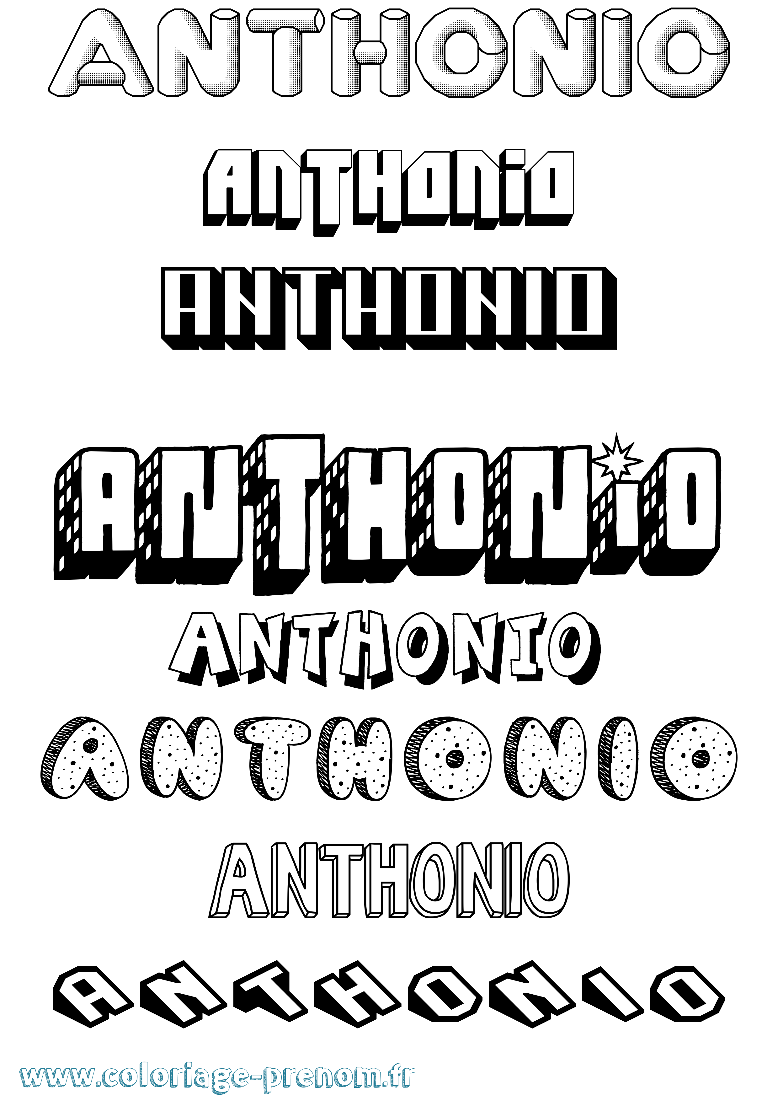 Coloriage prénom Anthonio Effet 3D