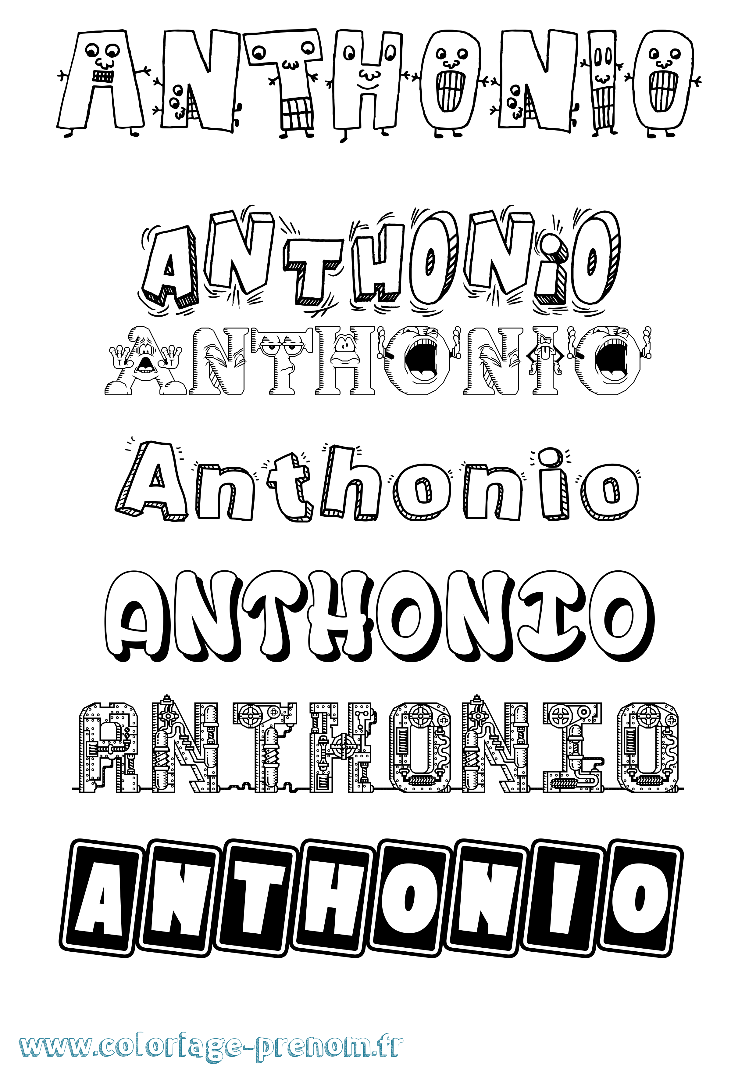 Coloriage prénom Anthonio Fun