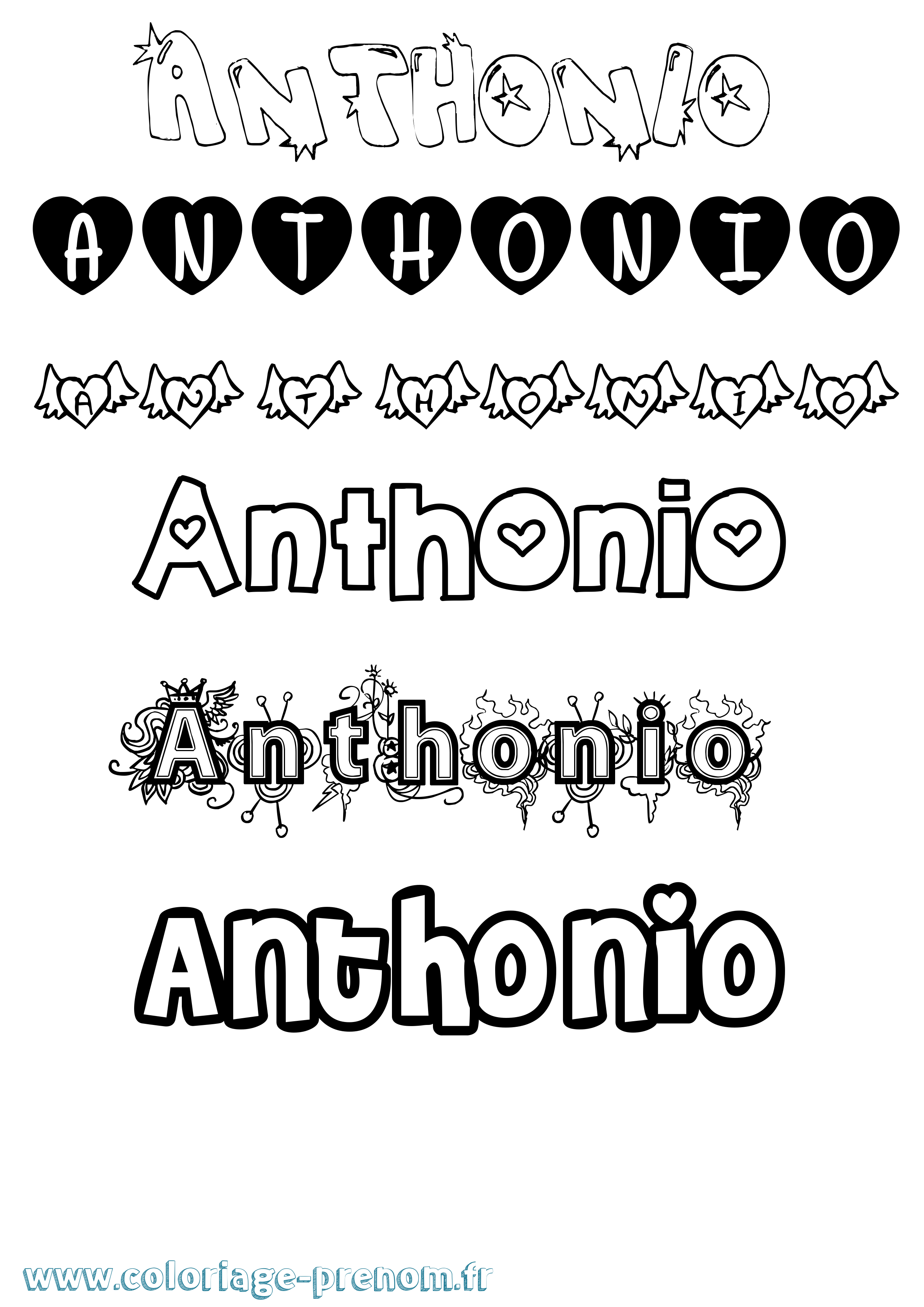 Coloriage Anthonio Girly Coloriage prénom Anthonio Girly