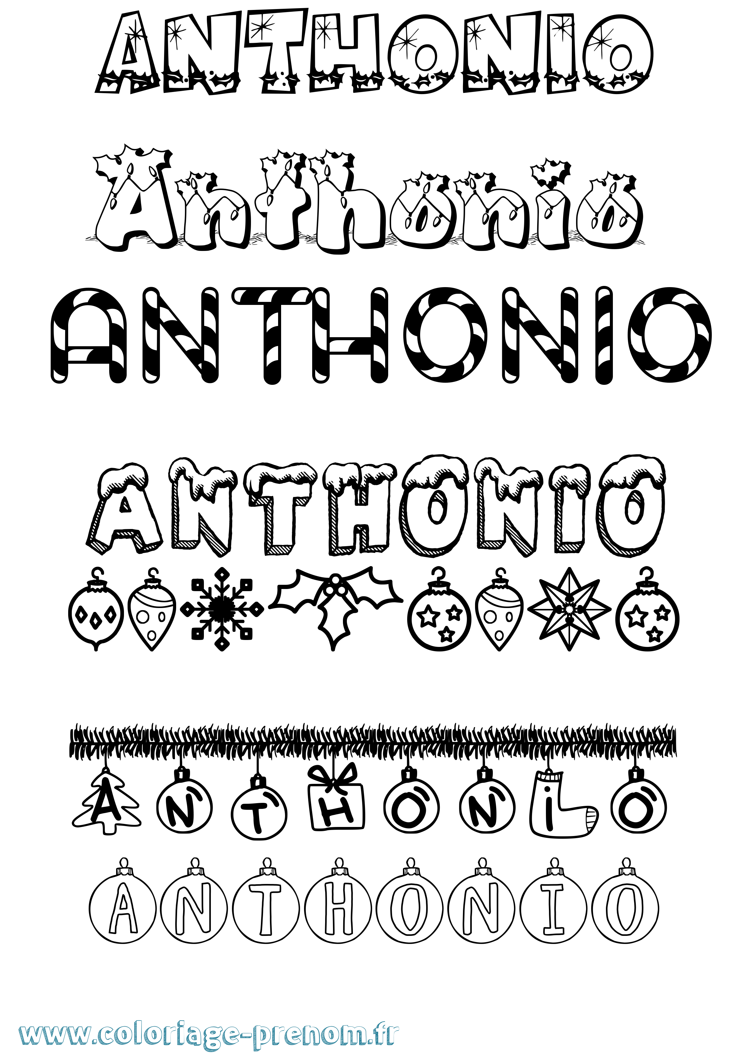 Coloriage Anthonio Noël Coloriage prénom Anthonio Noël