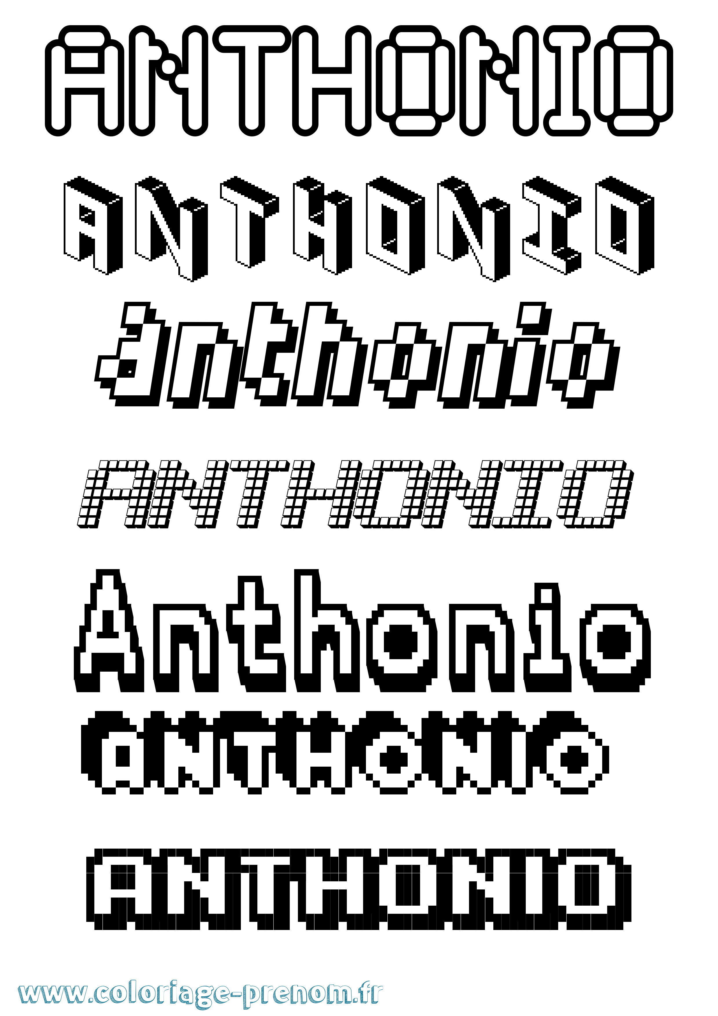 Coloriage prénom Anthonio Pixel