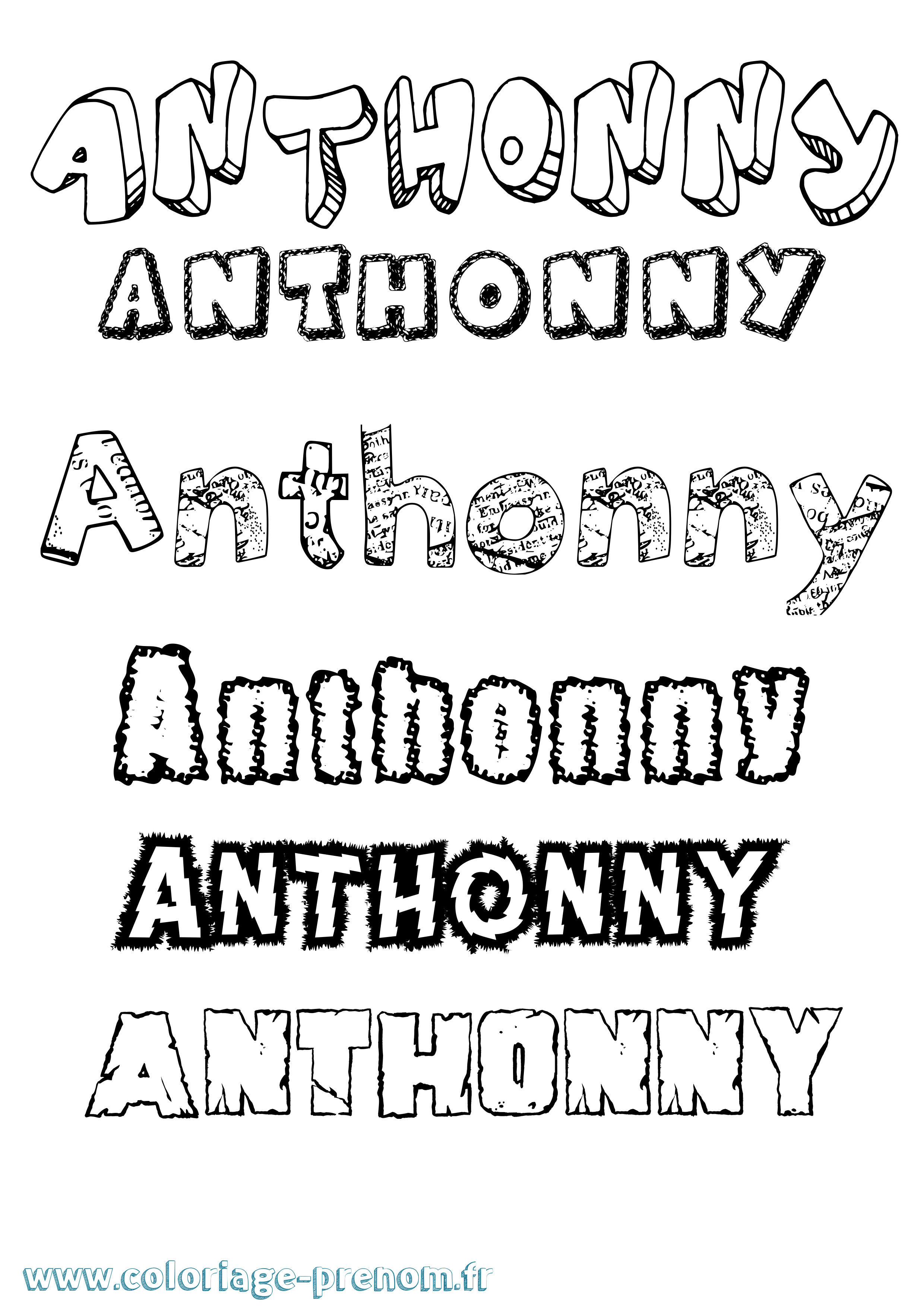 Coloriage prénom Anthonny Destructuré