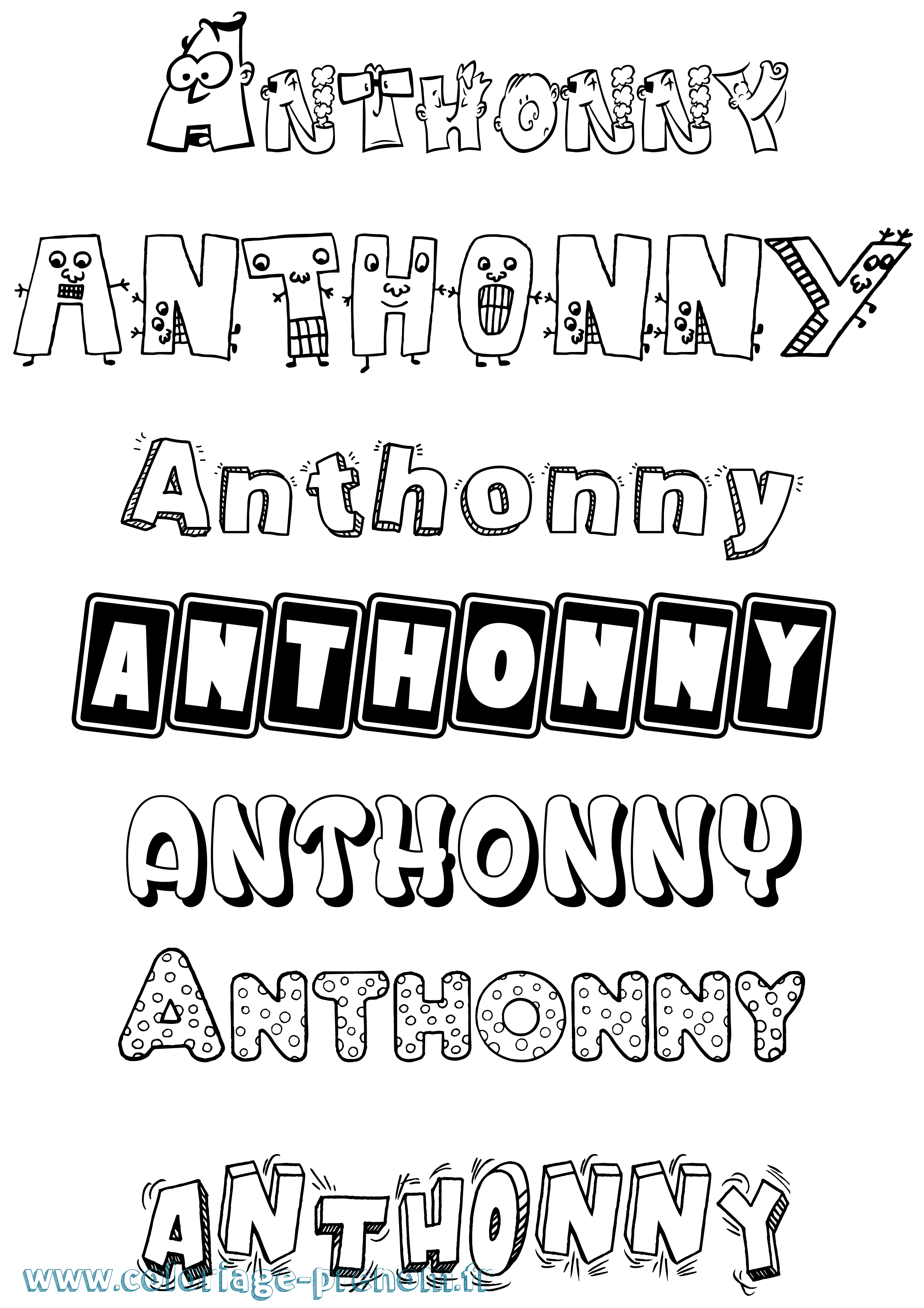 Coloriage prénom Anthonny Fun