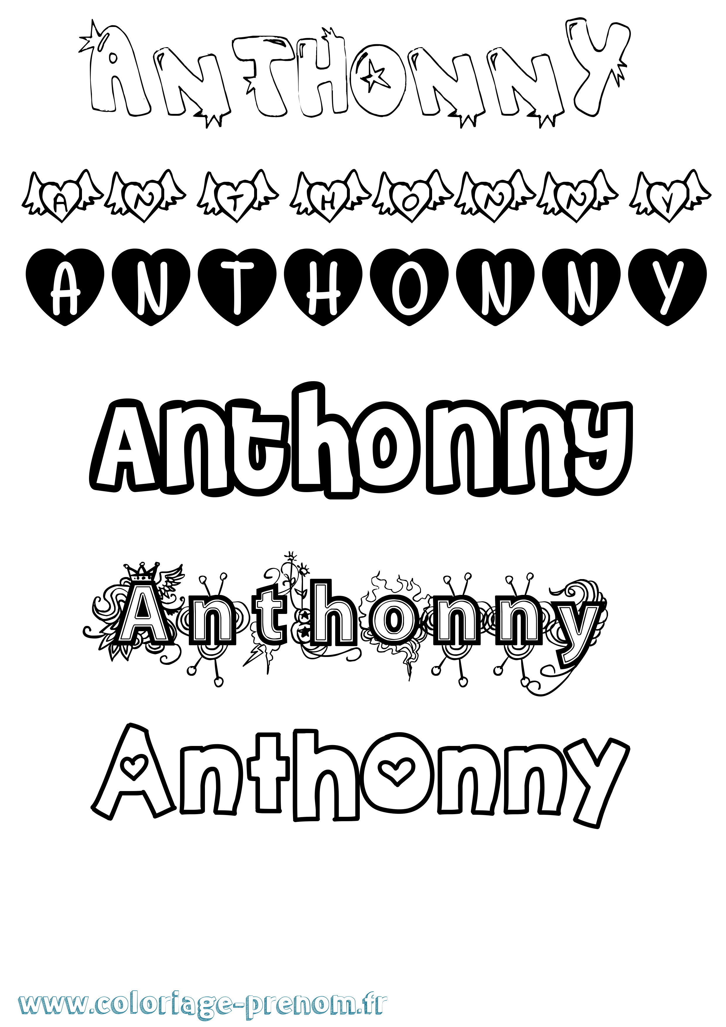 Coloriage prénom Anthonny Girly