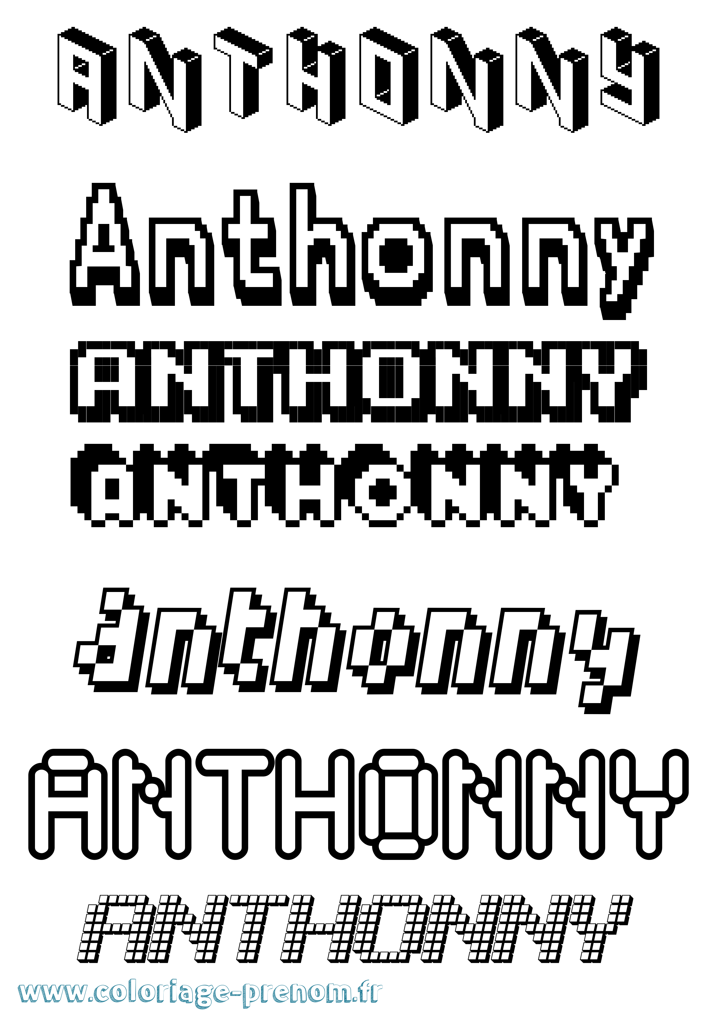 Coloriage prénom Anthonny Pixel