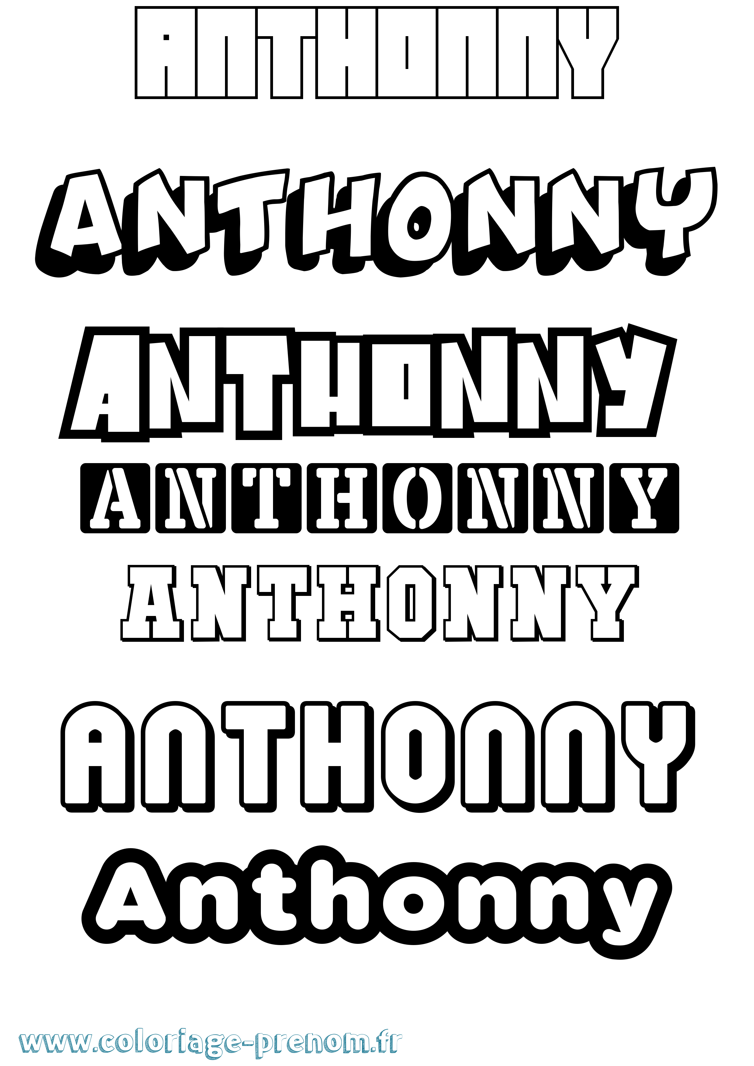 Coloriage prénom Anthonny Simple