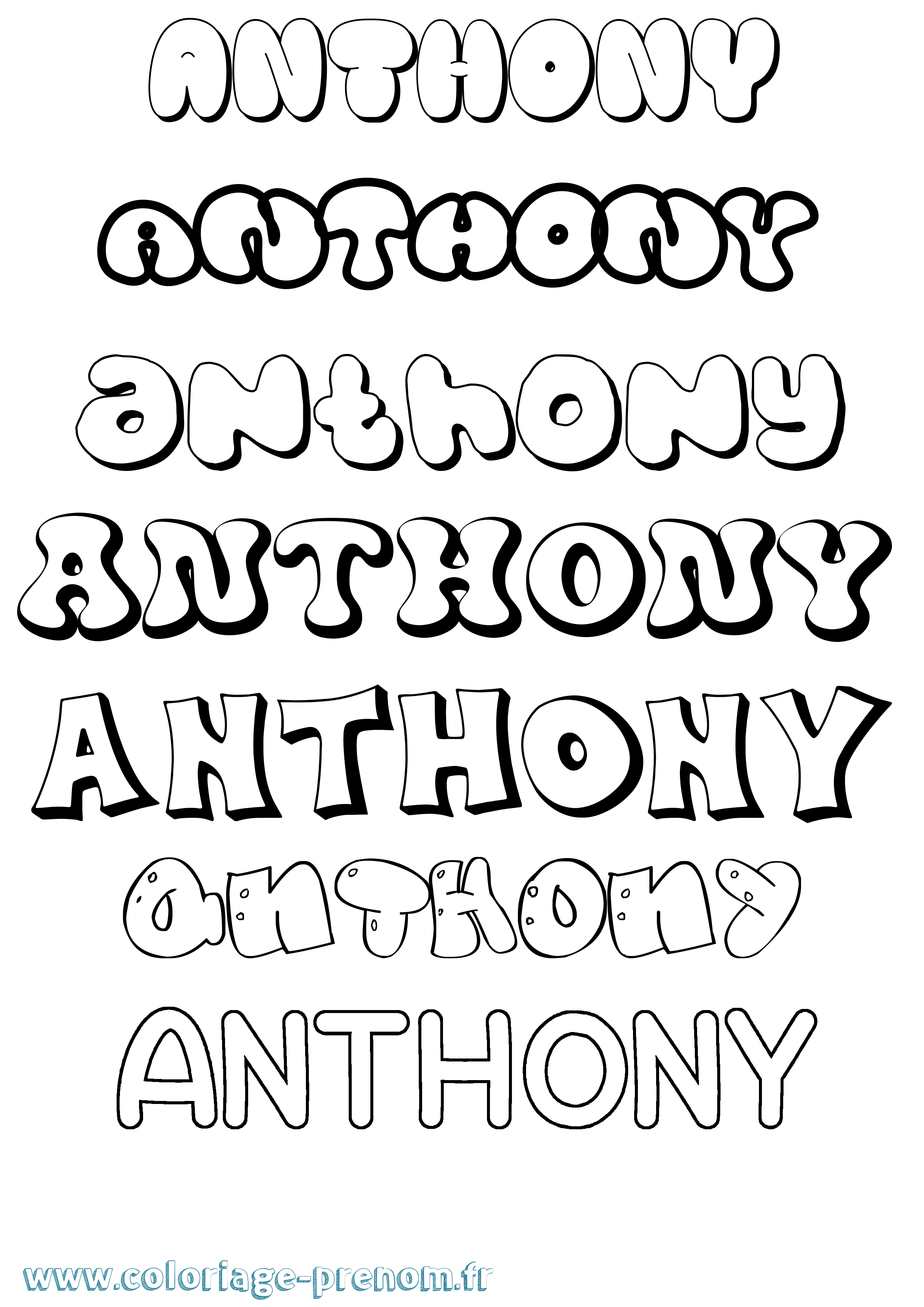 Coloriage prénom Anthony Bubble