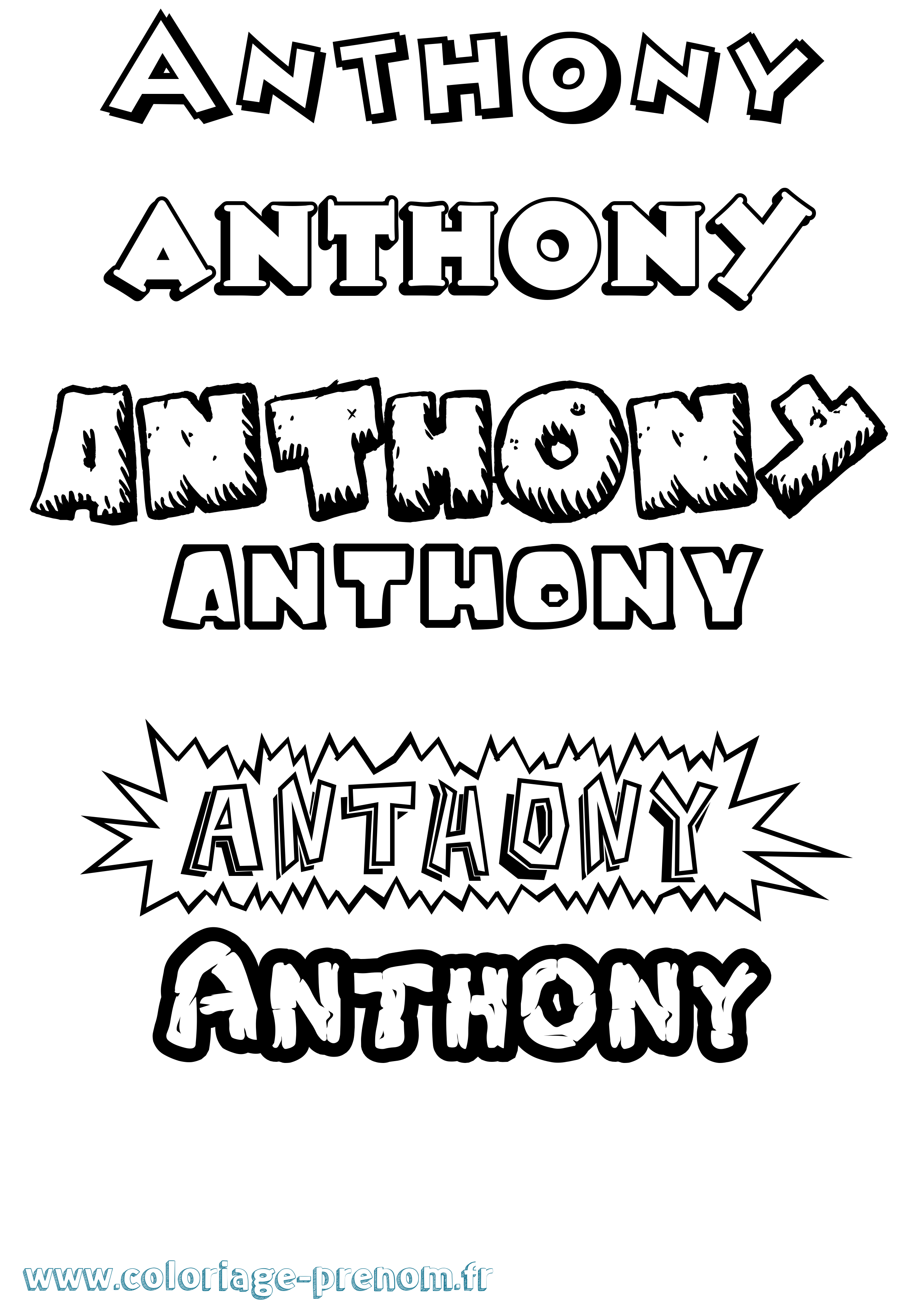 Coloriage prénom Anthony Dessin Animé