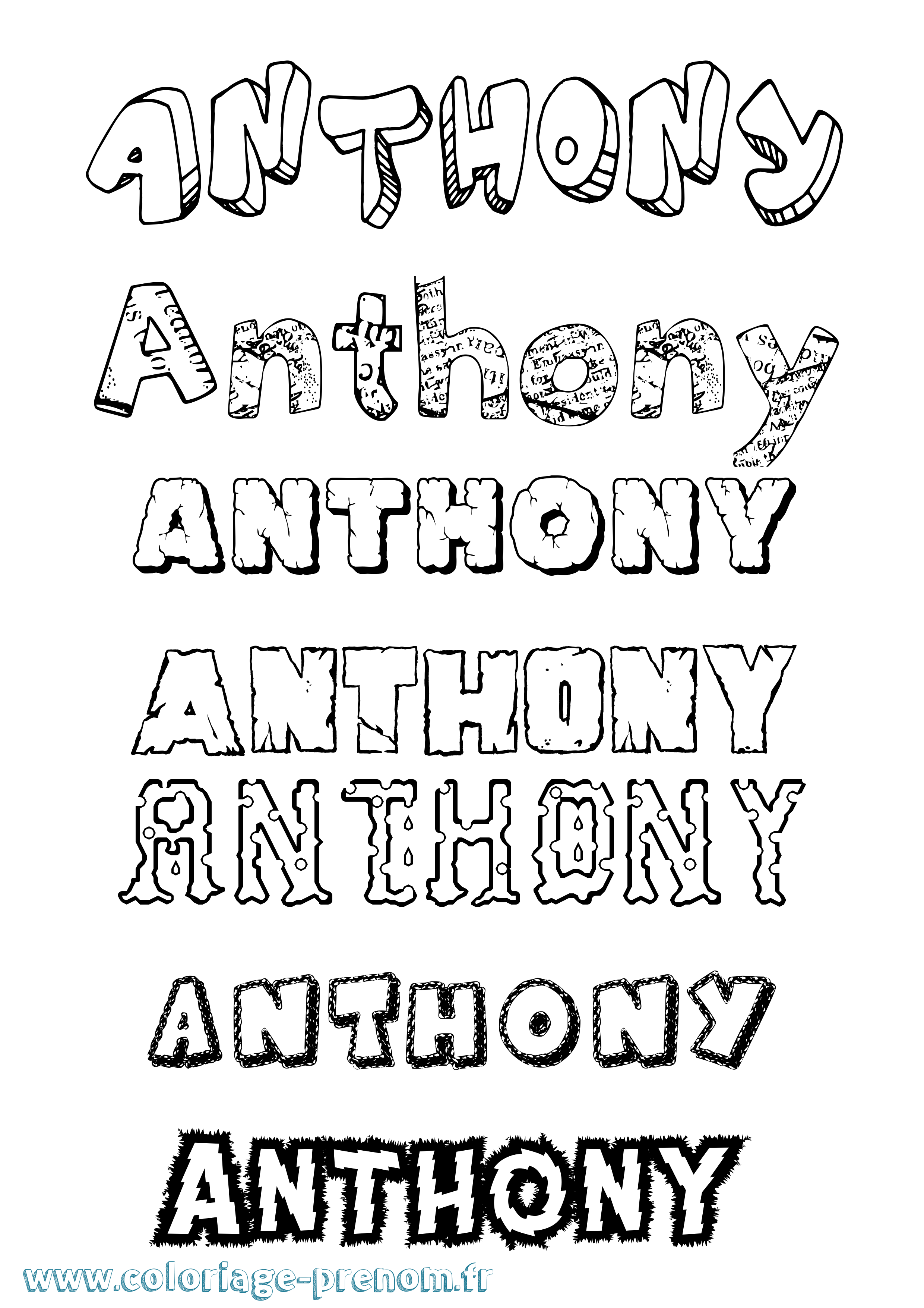 Coloriage Anthony Destructuré Coloriage prénom Anthony Destructuré
