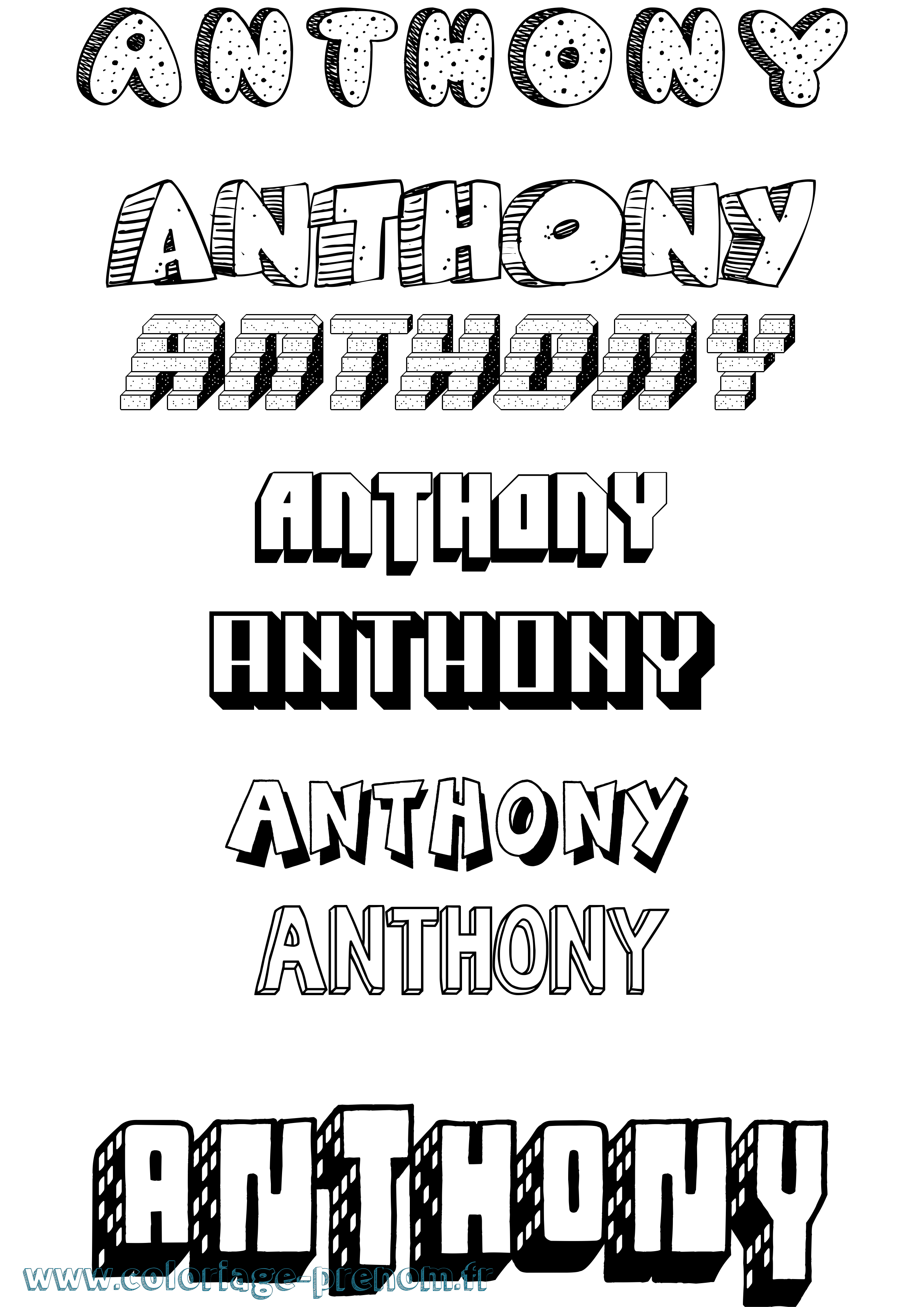 Coloriage Anthony Effet 3D Coloriage prénom Anthony Effet 3D