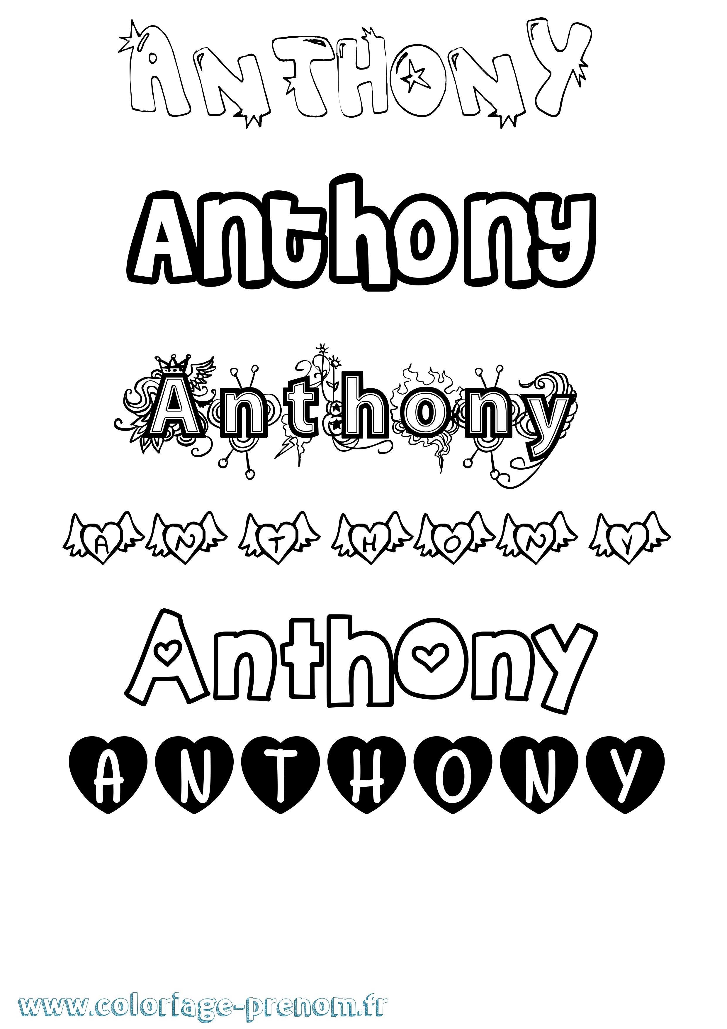 Coloriage Anthony Girly Coloriage prénom Anthony Girly