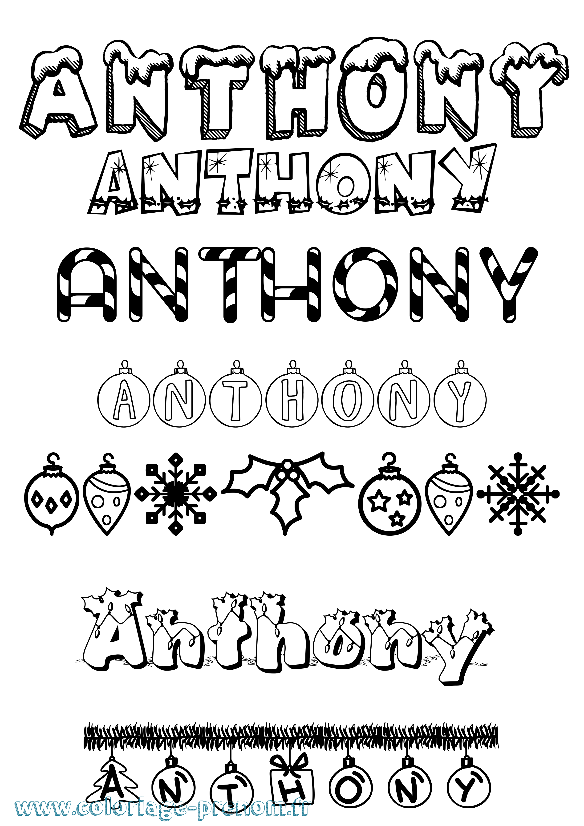 Coloriage prénom Anthony Noël