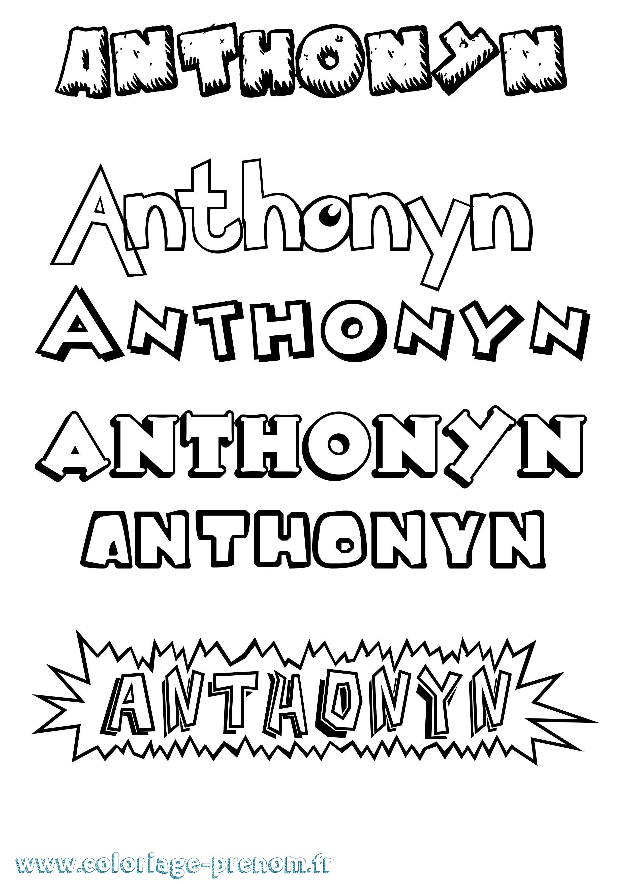 Coloriage prénom Anthonyn Dessin Animé