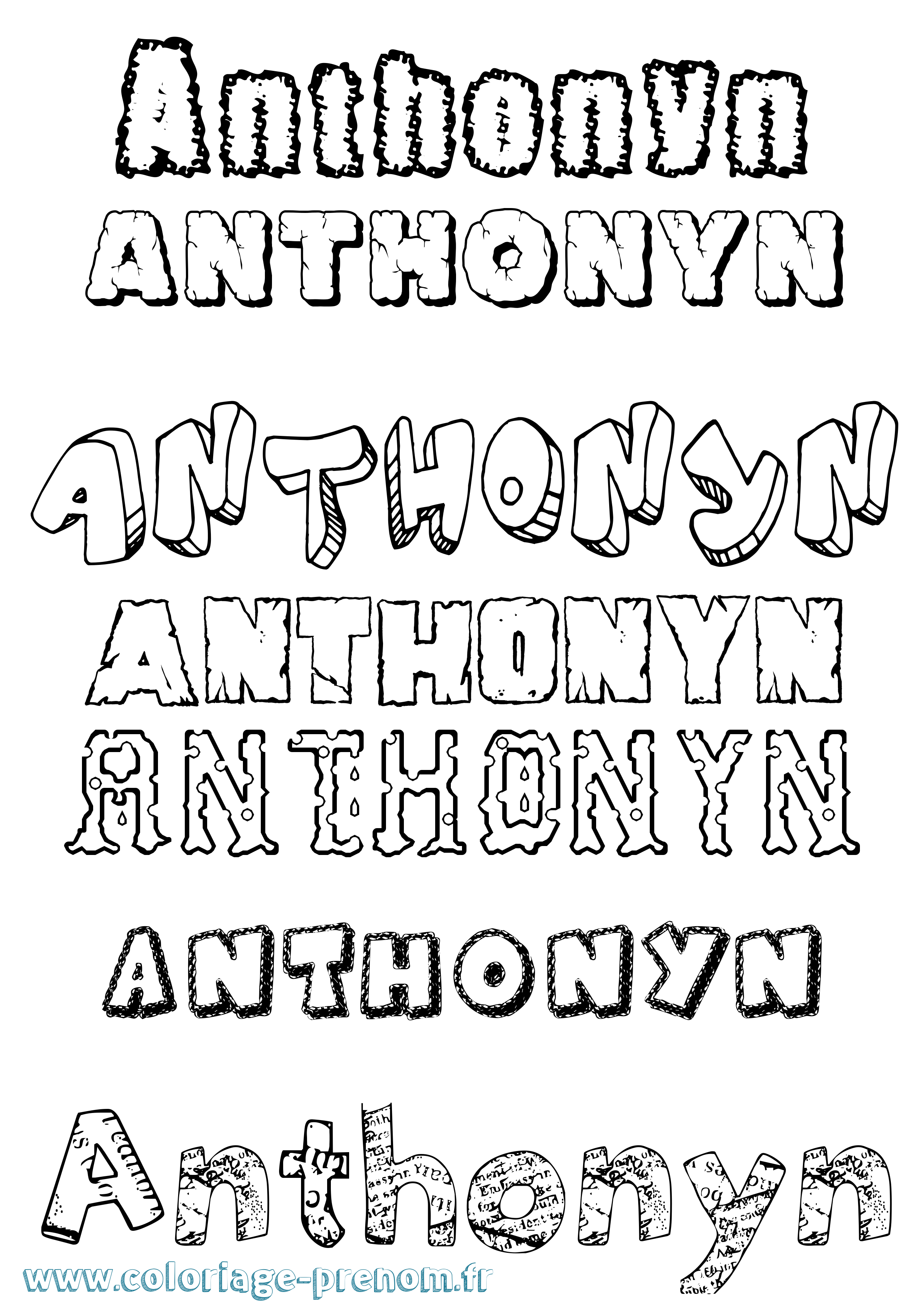 Coloriage prénom Anthonyn Destructuré