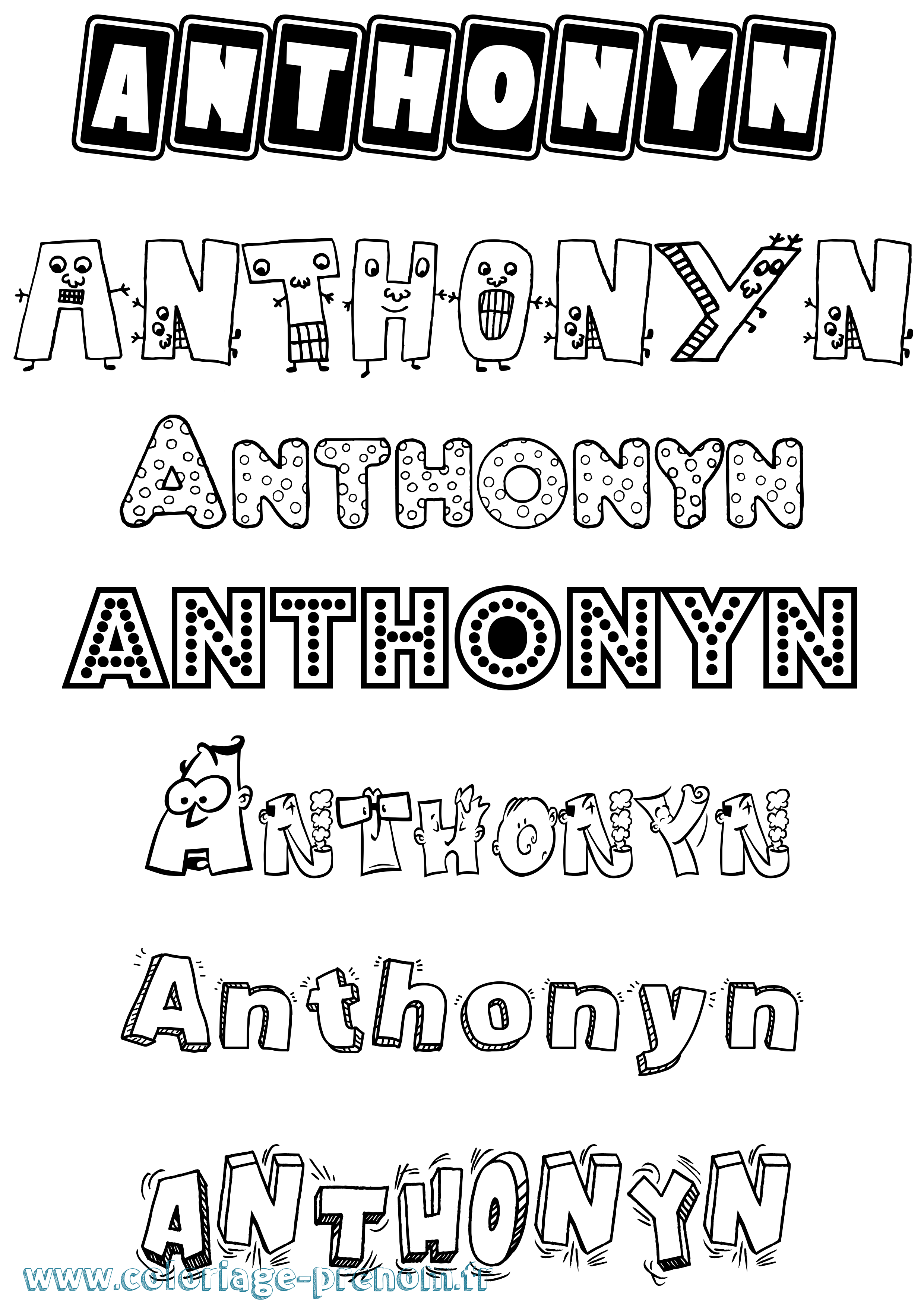 Coloriage prénom Anthonyn Fun
