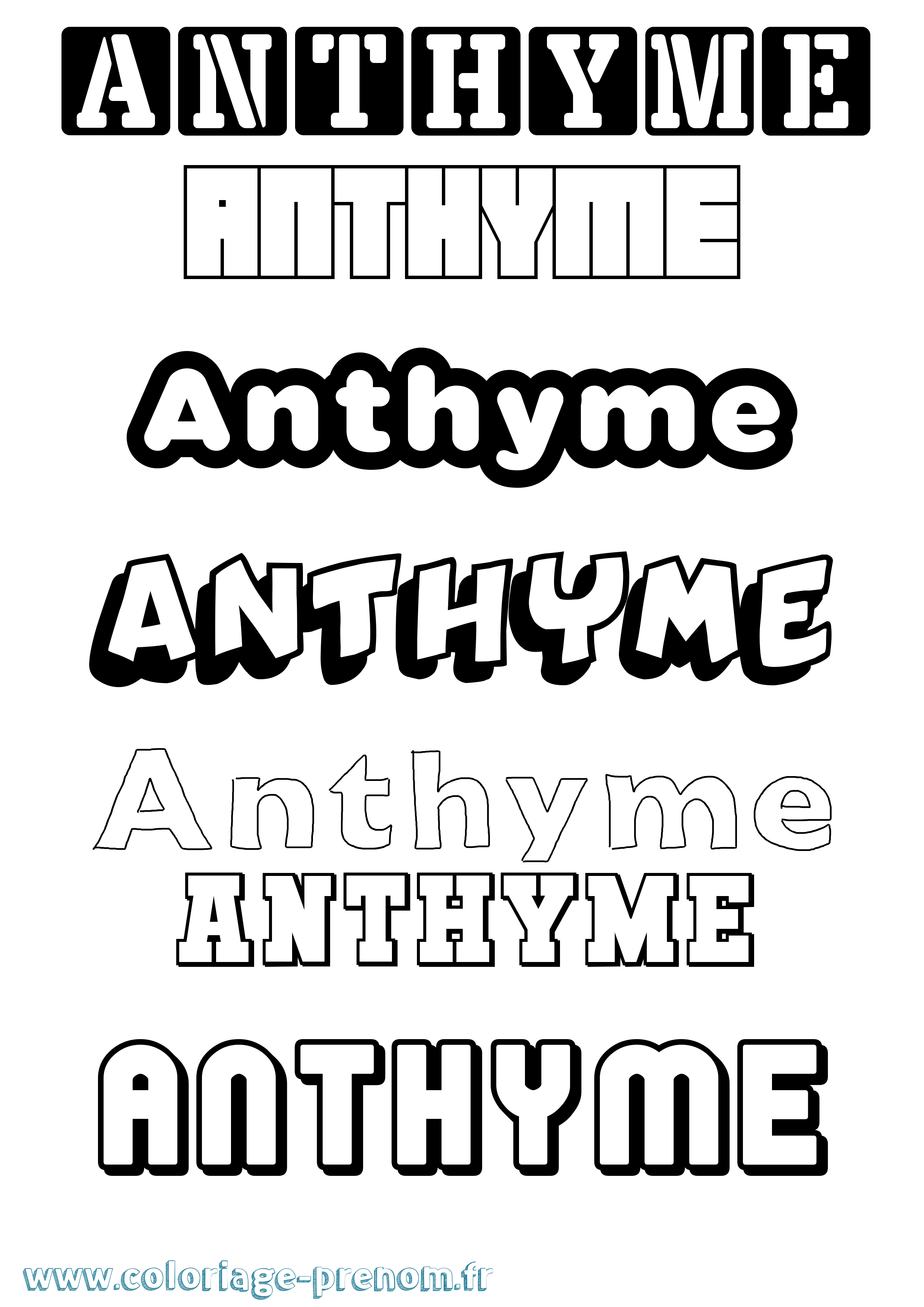 Coloriage prénom Anthyme Simple