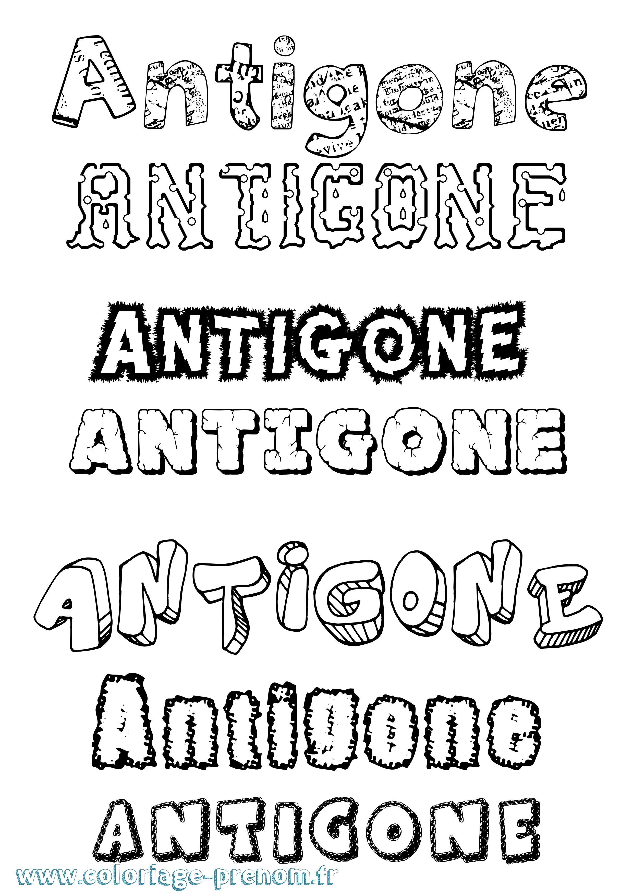 Coloriage prénom Antigone Destructuré