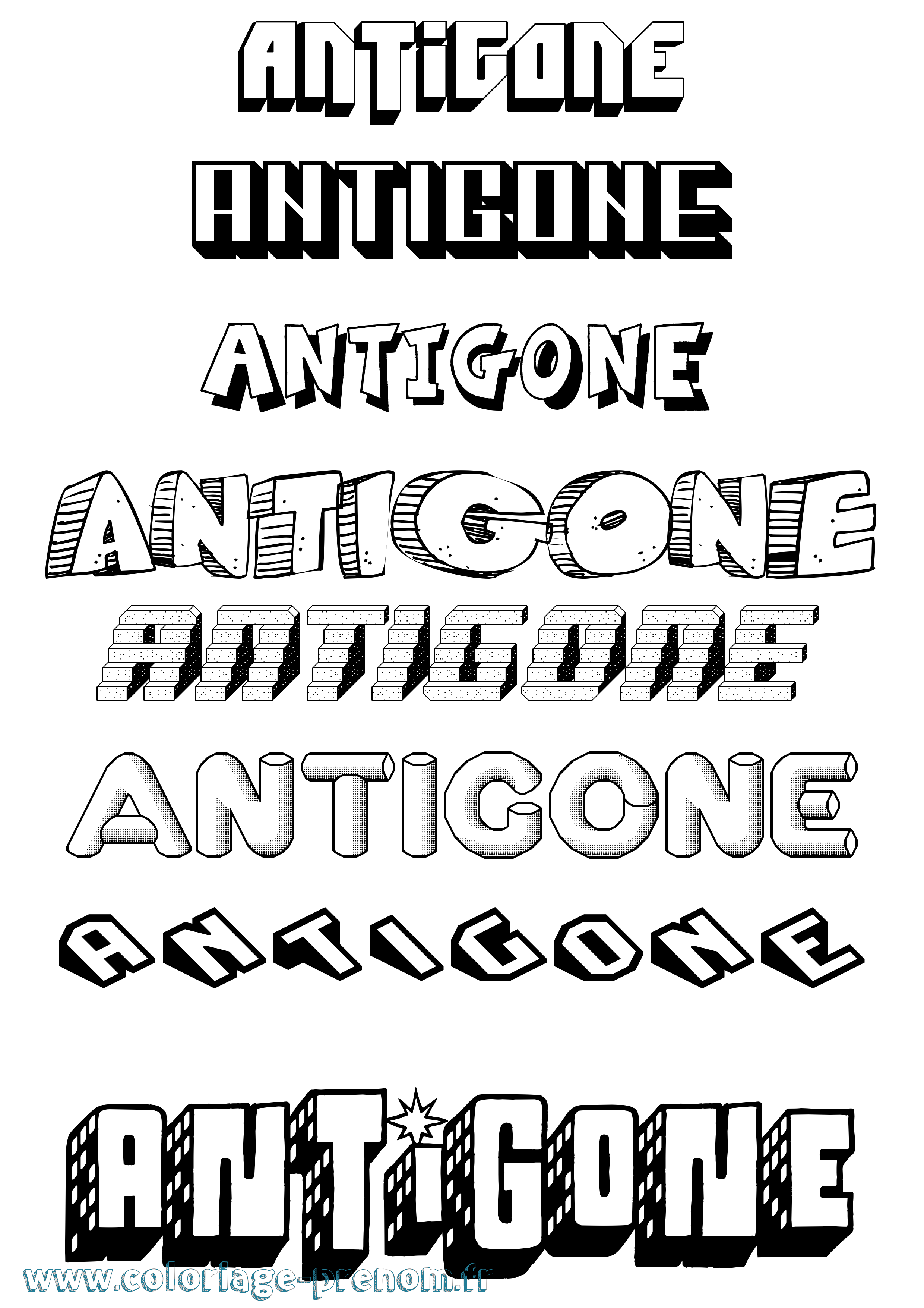 Coloriage prénom Antigone Effet 3D