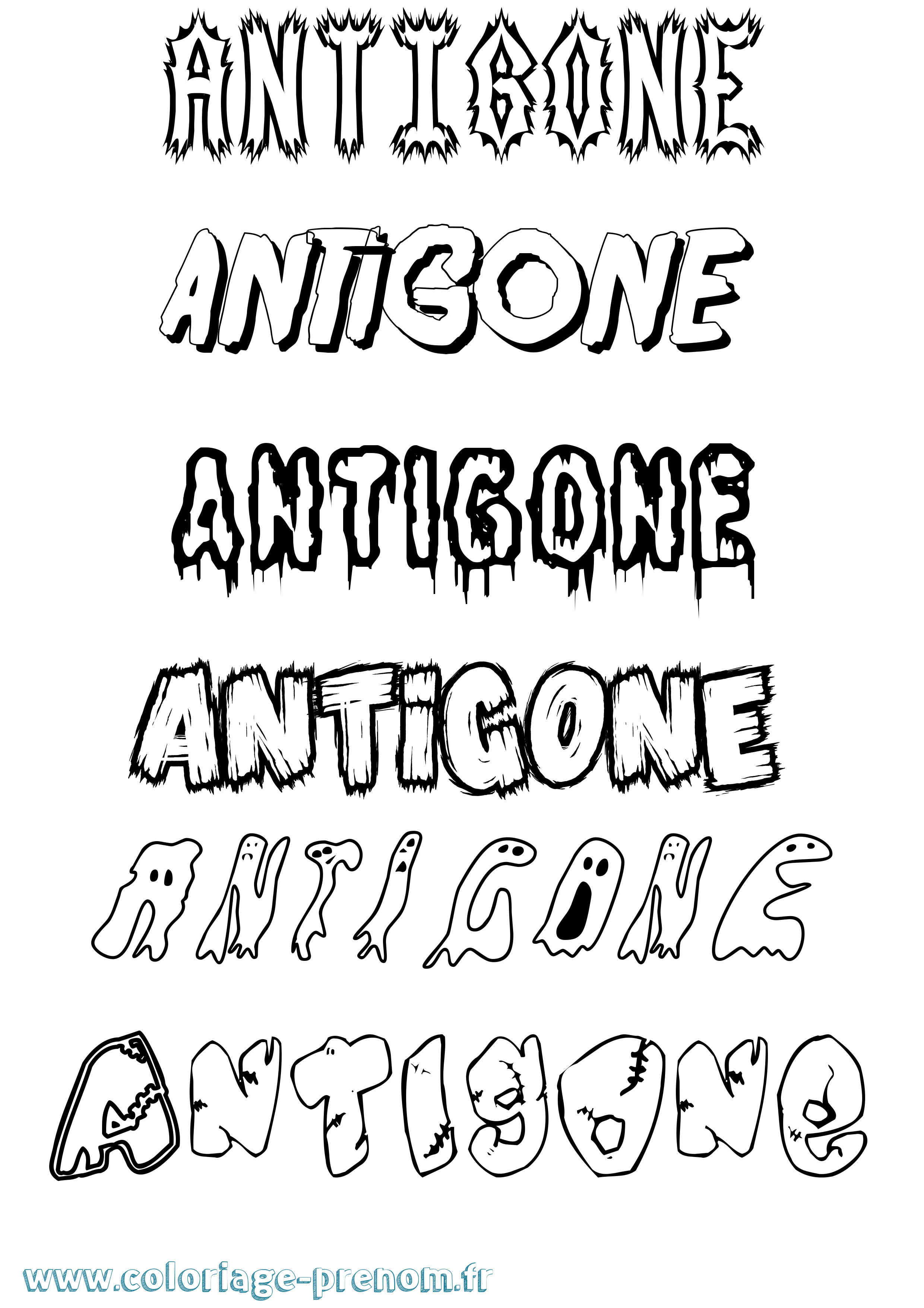 Coloriage prénom Antigone Frisson